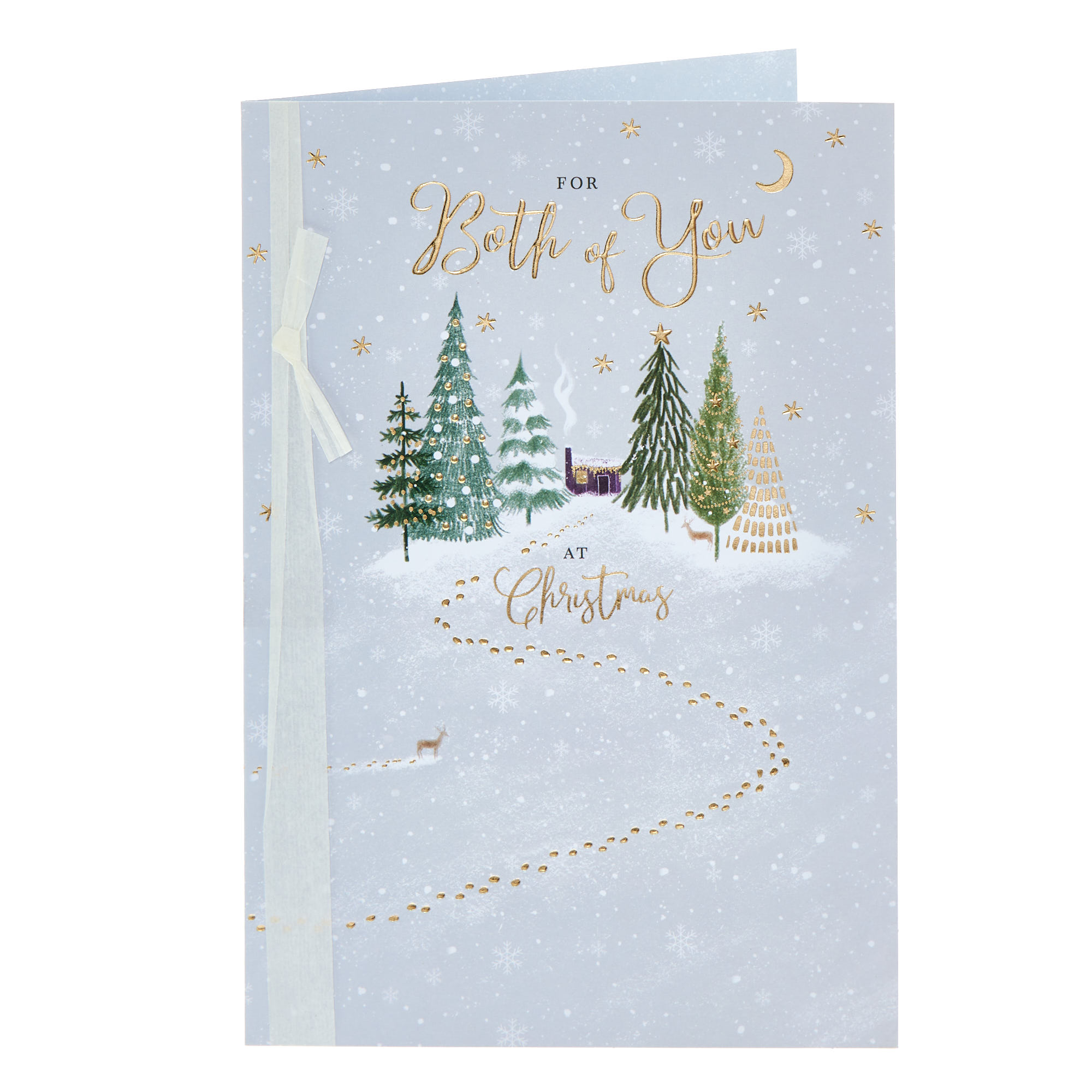 To Both Of You Green & Gold Trees Christmas Card