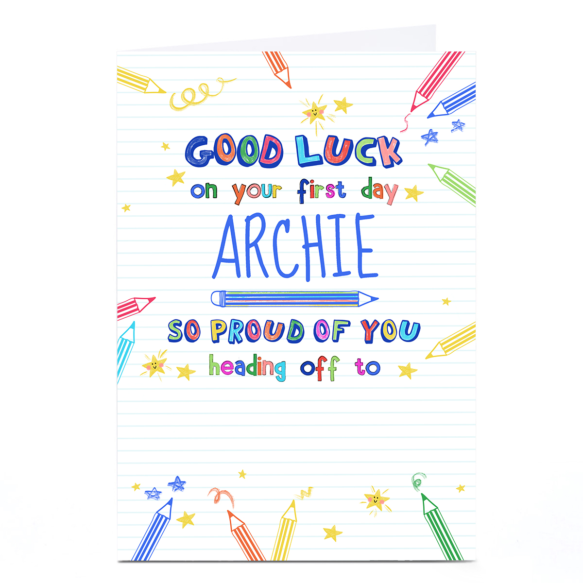Personalised Good Luck Card - First Day