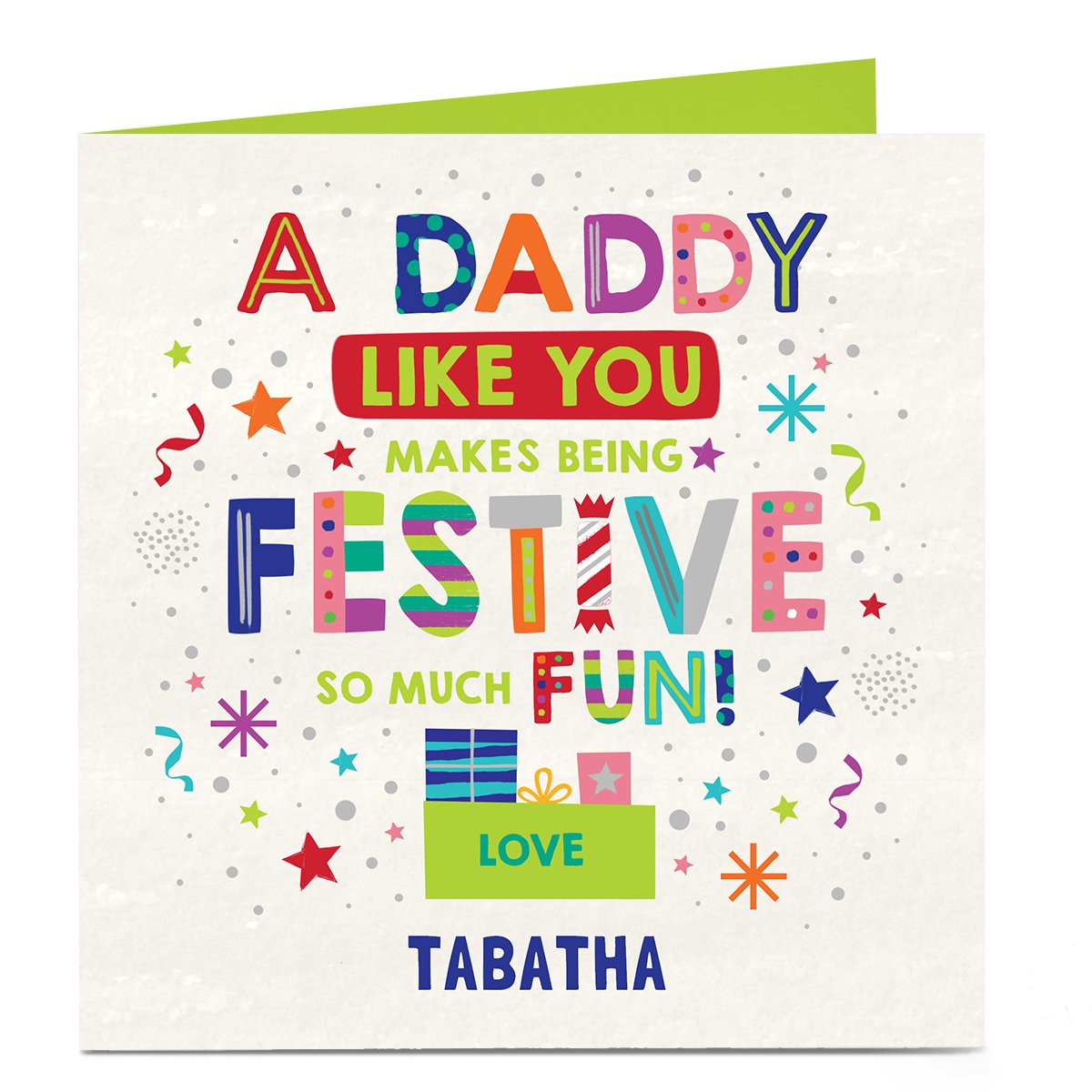 Personalised Christmas Card - Bright Festive Fun, Daddy