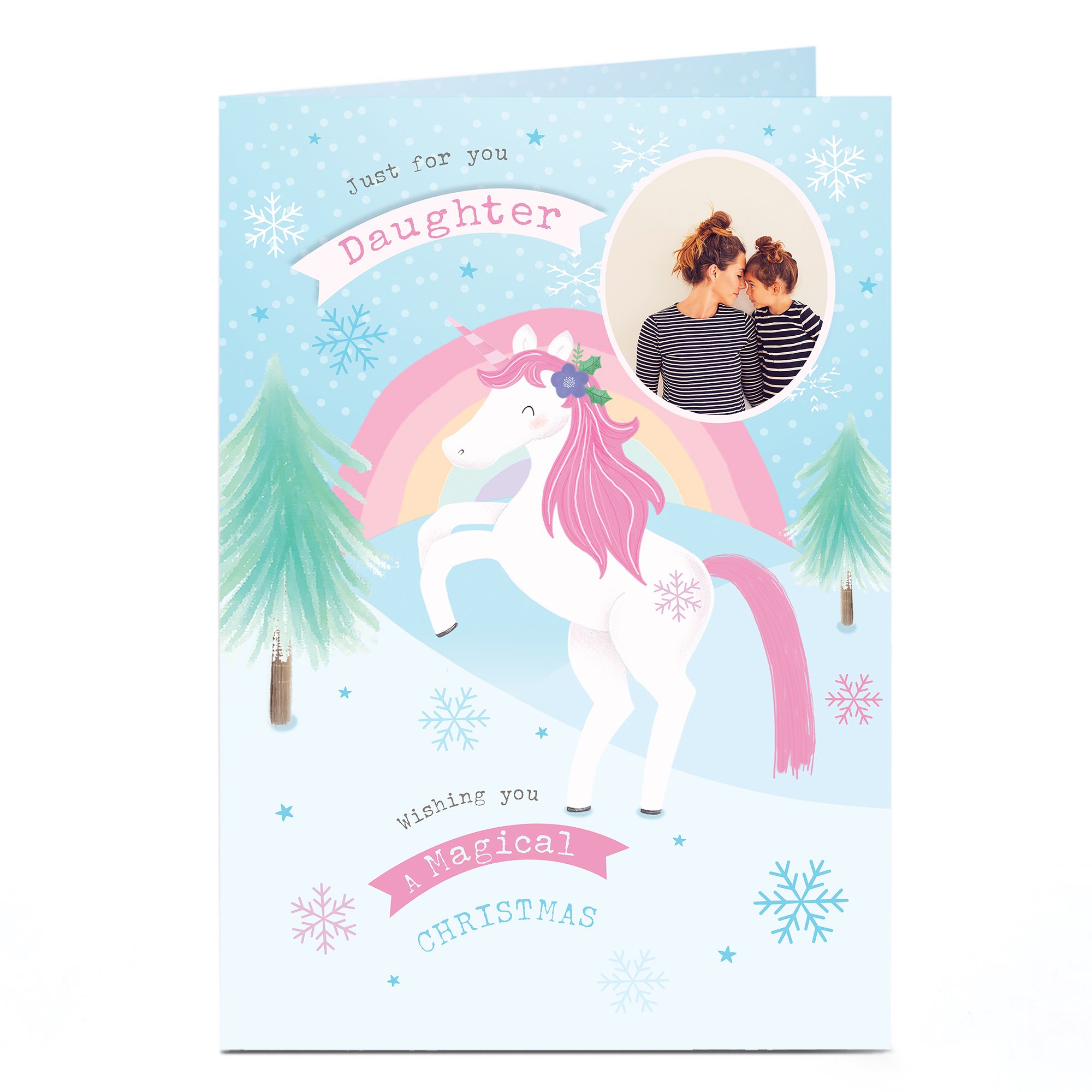 Personalised Photo Christmas Card - Unicorn Magic Daughter