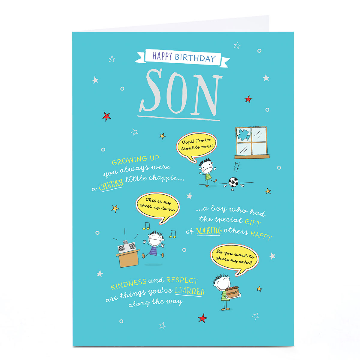Personalised Birthday Card - Cheeky Chappie Making Other Happy, Son