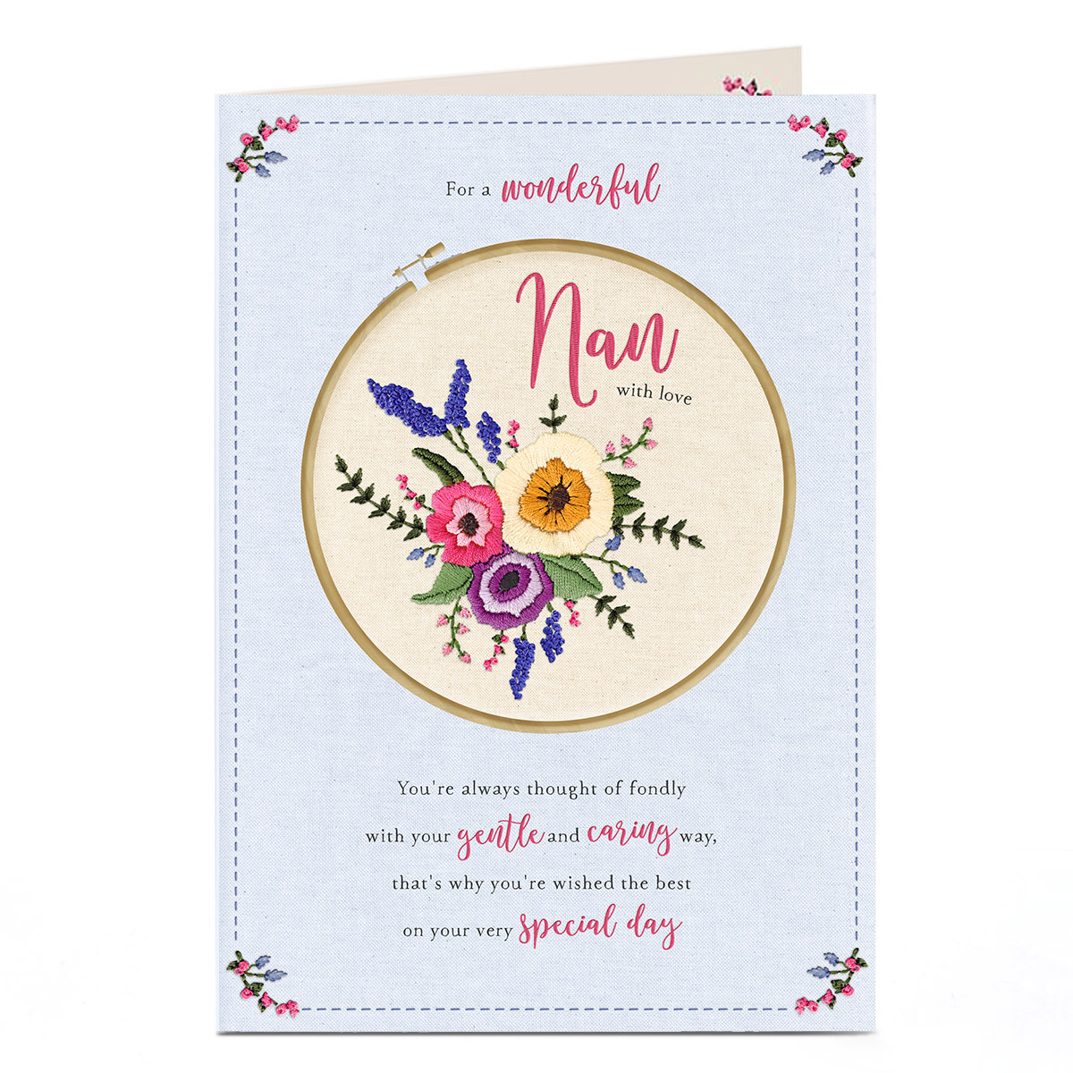 Personalised Birthday Card - For A Wonderful Nan Embroidery