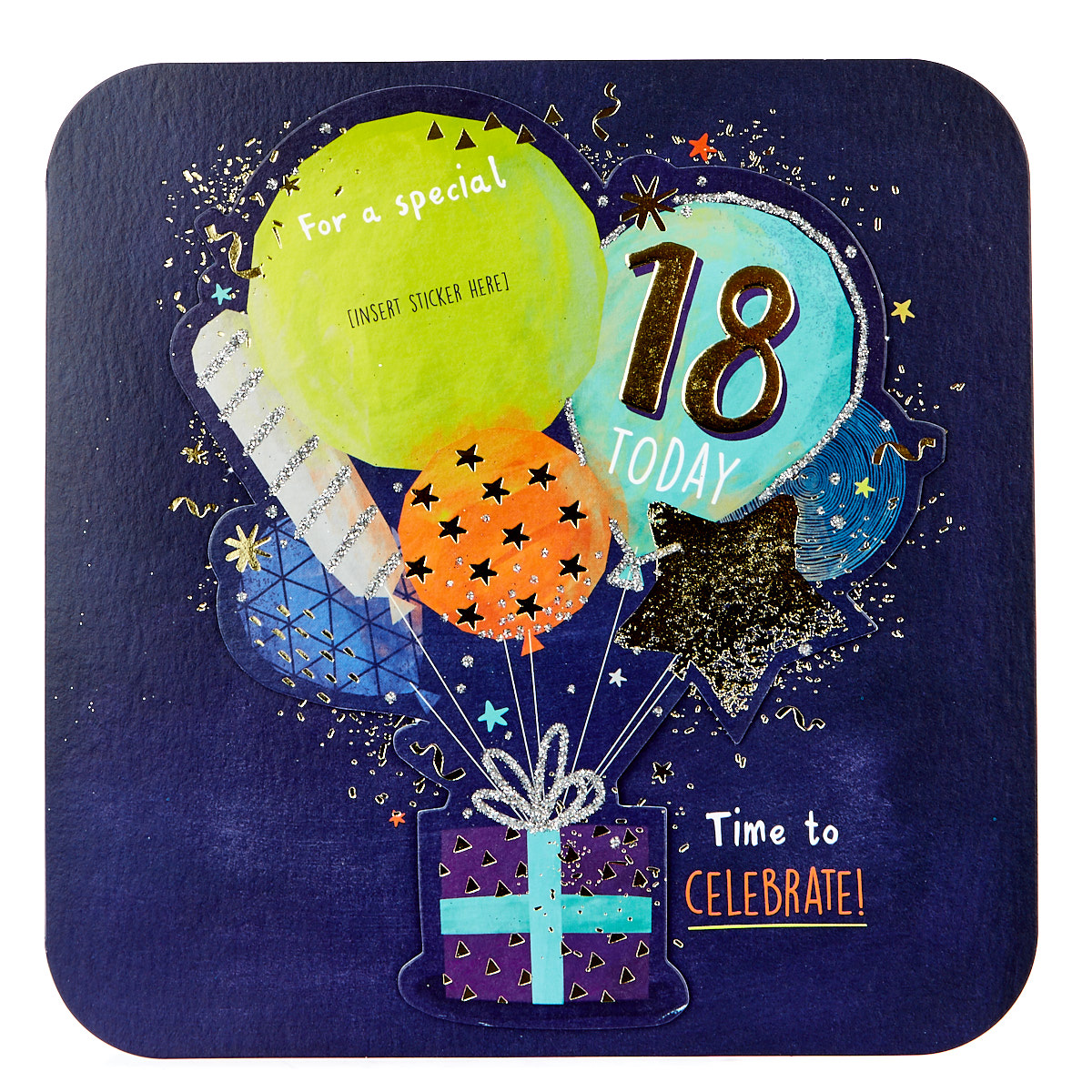 Exquisite Collection 18th Birthday Card - Any Male Recipient (Stickers Included)