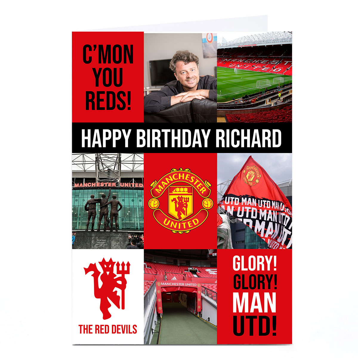Photo Football Birthday Card - The Red Devils