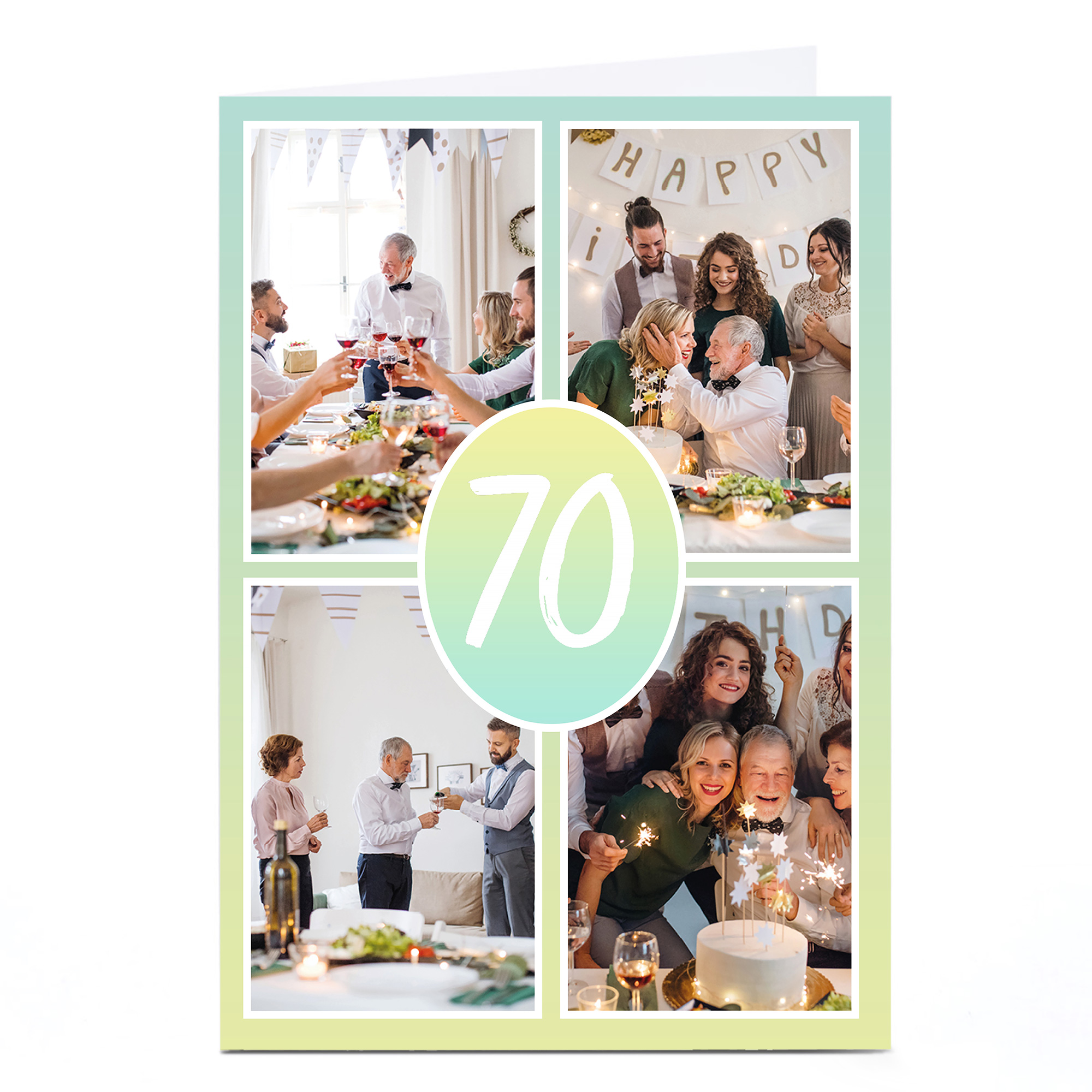 Personalised 70th Photo Card - Pastel Gradient, Editable Age