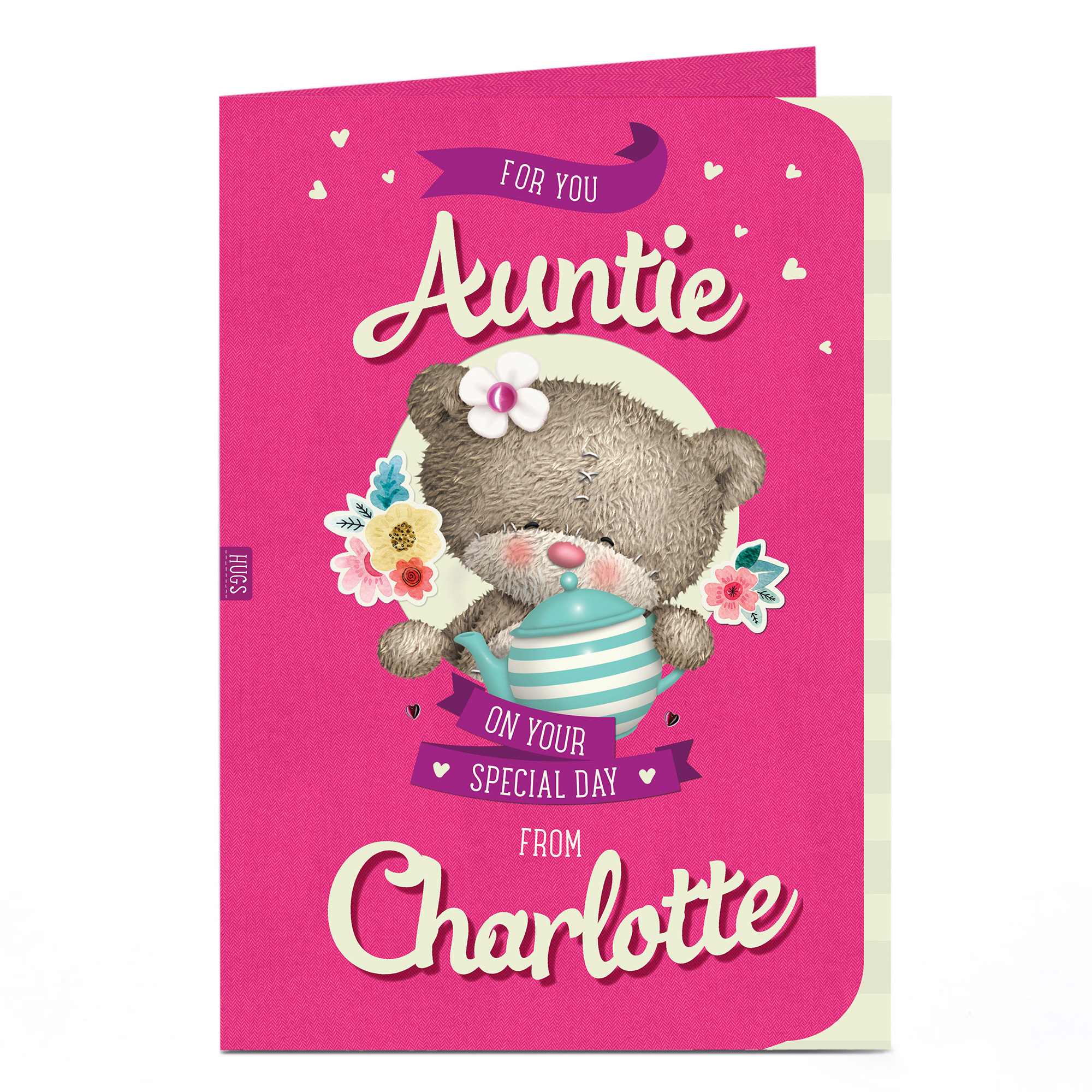 Personalised Birthday Card - Hugs Bear With Teapot