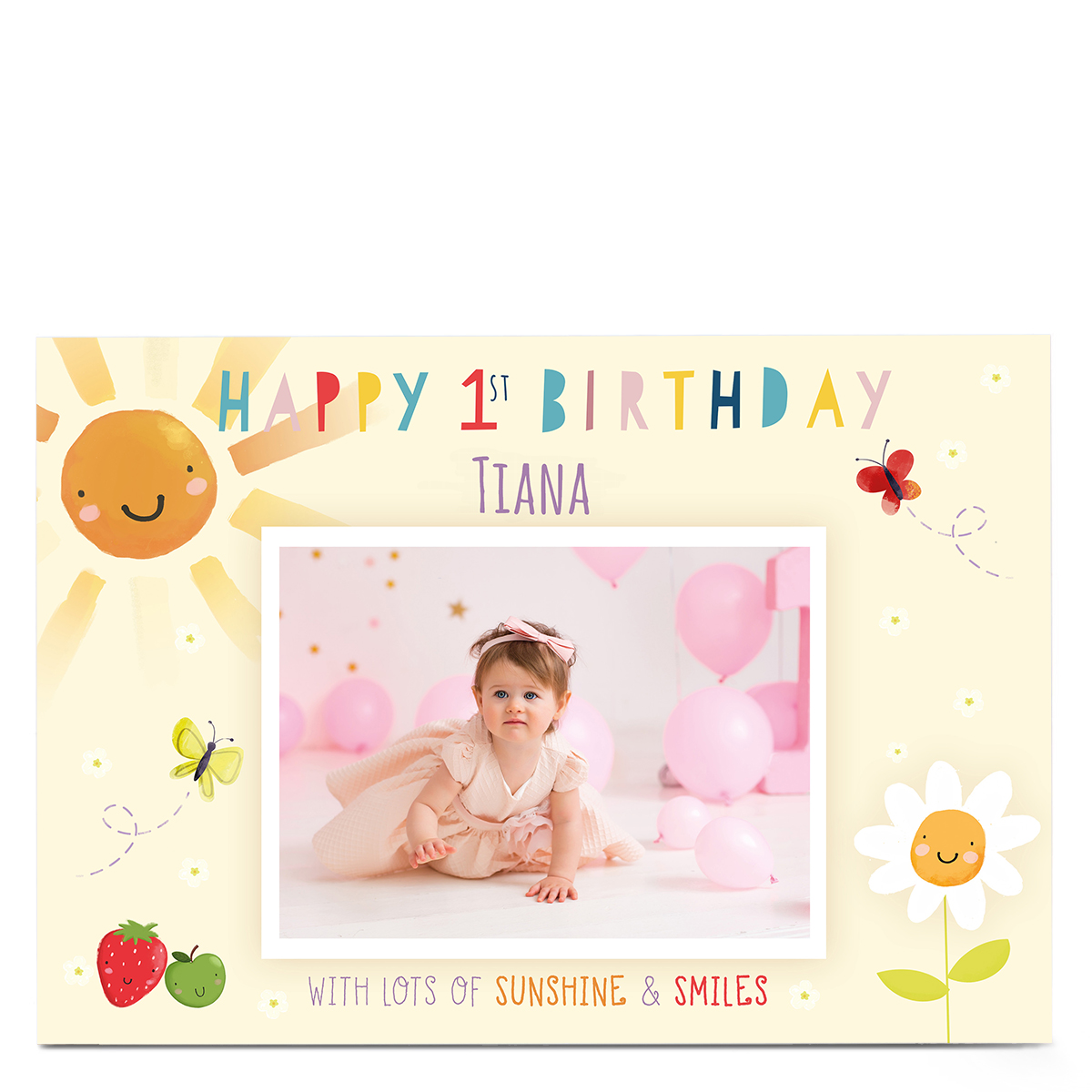 Photo 1st Birthday Card - Sunshine & Smiles
