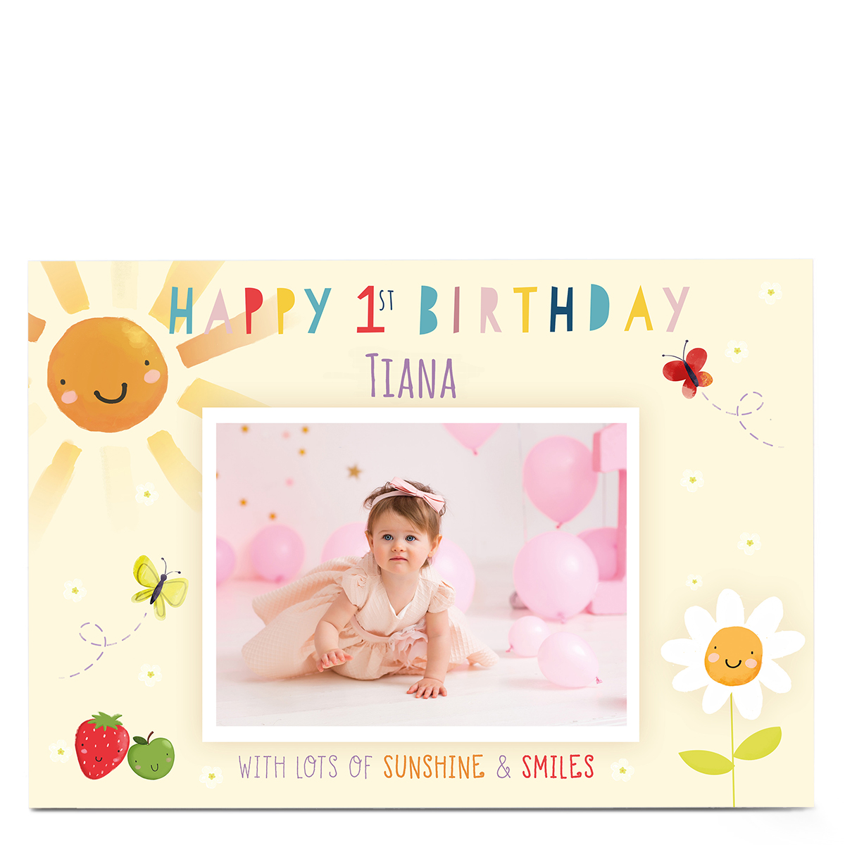 Photo 1st Birthday Card - Sunshine & Smiles