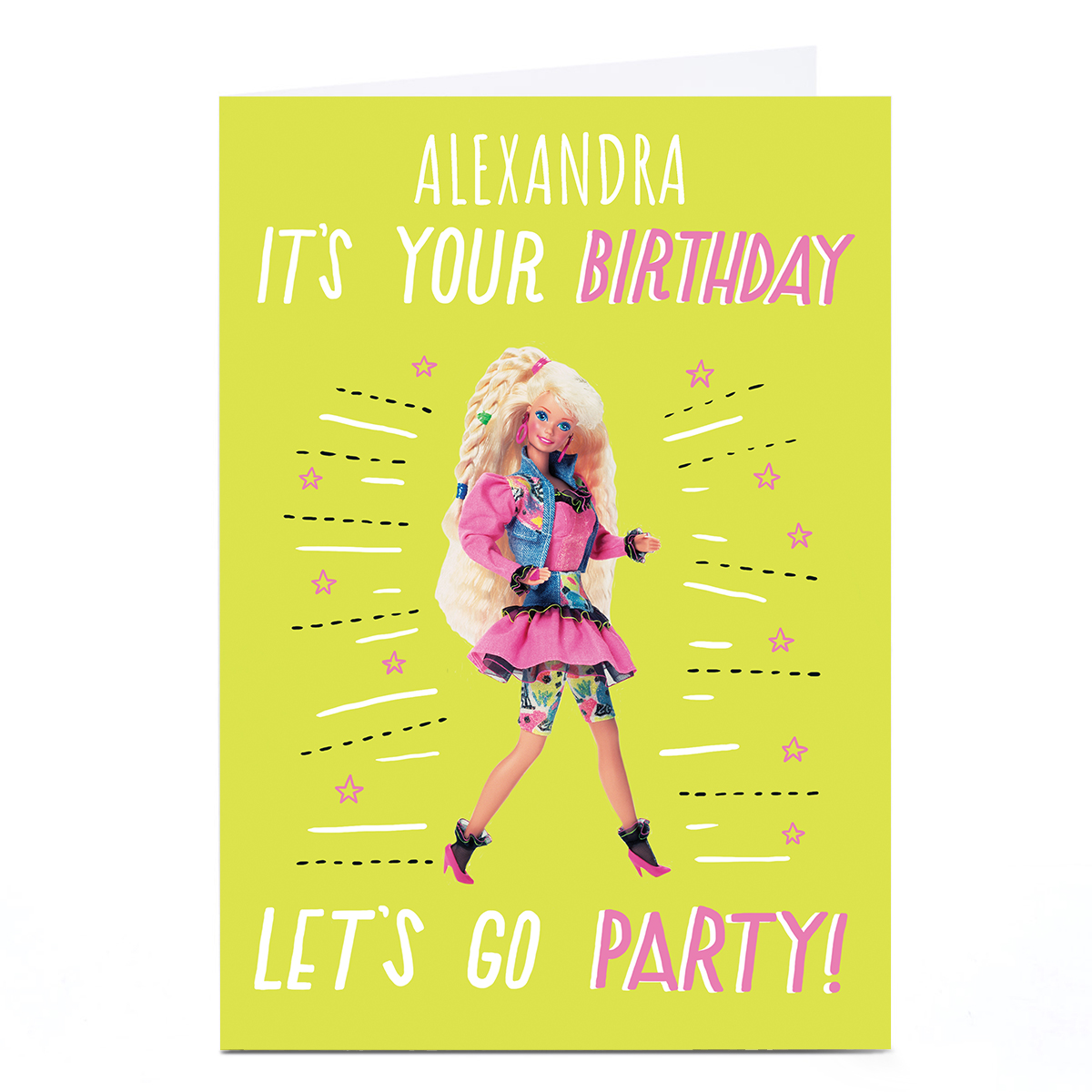 Personalised Barbie Birthday Card - Let's Go Party