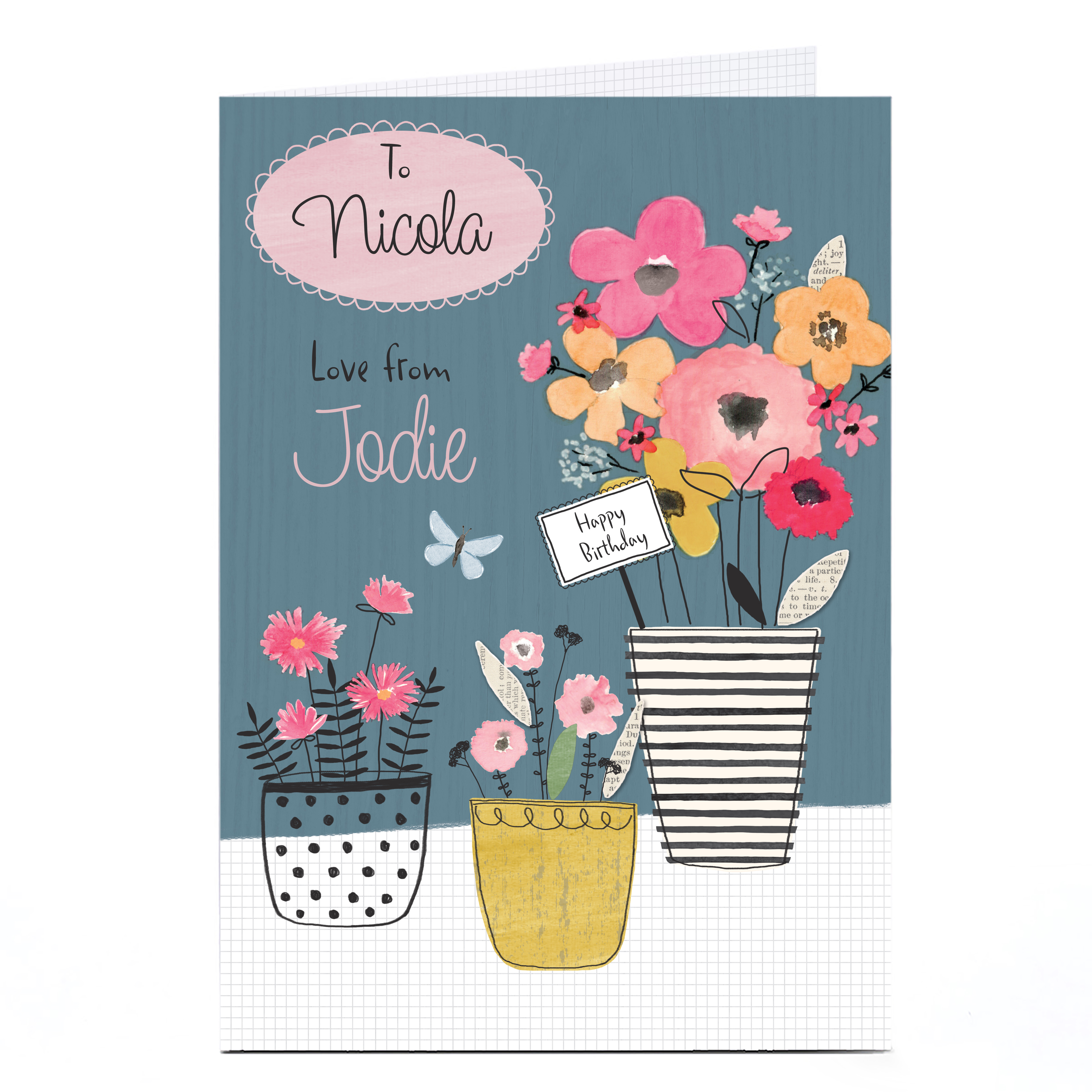Personalised Birthday Card - Painted Flowers