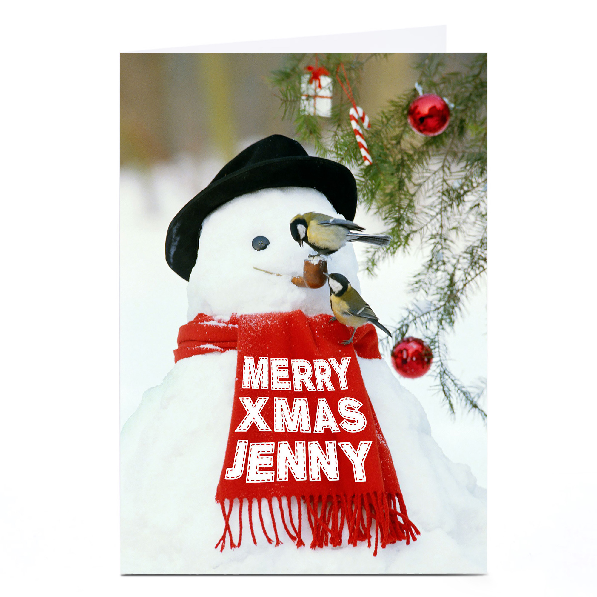 Personalised Christmas Card - Snowman Scarf