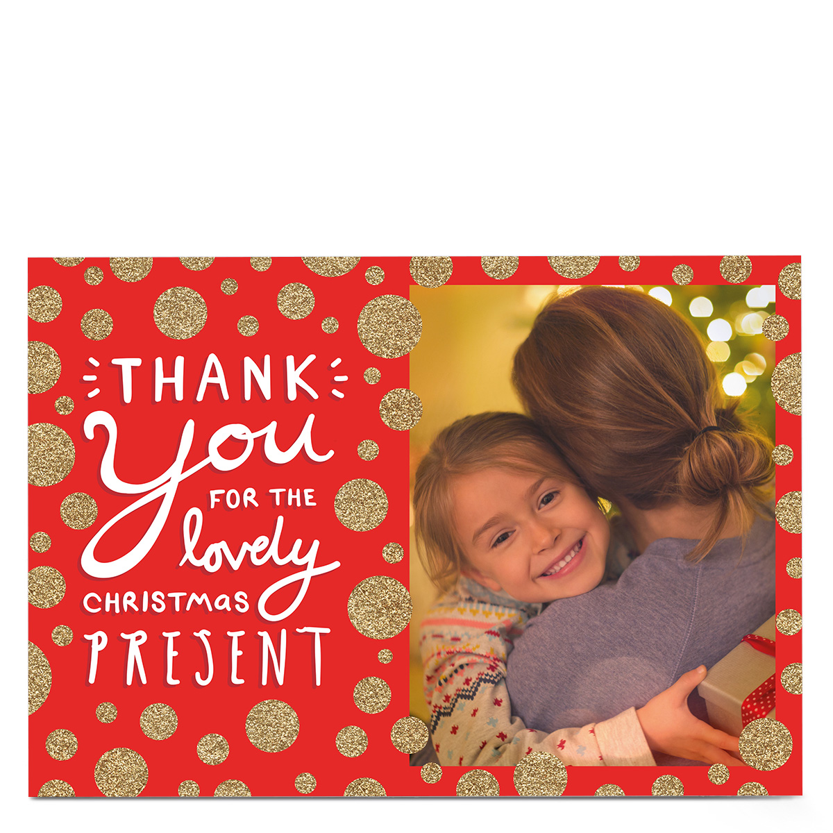 Photo Thank You Card - Red & Gold