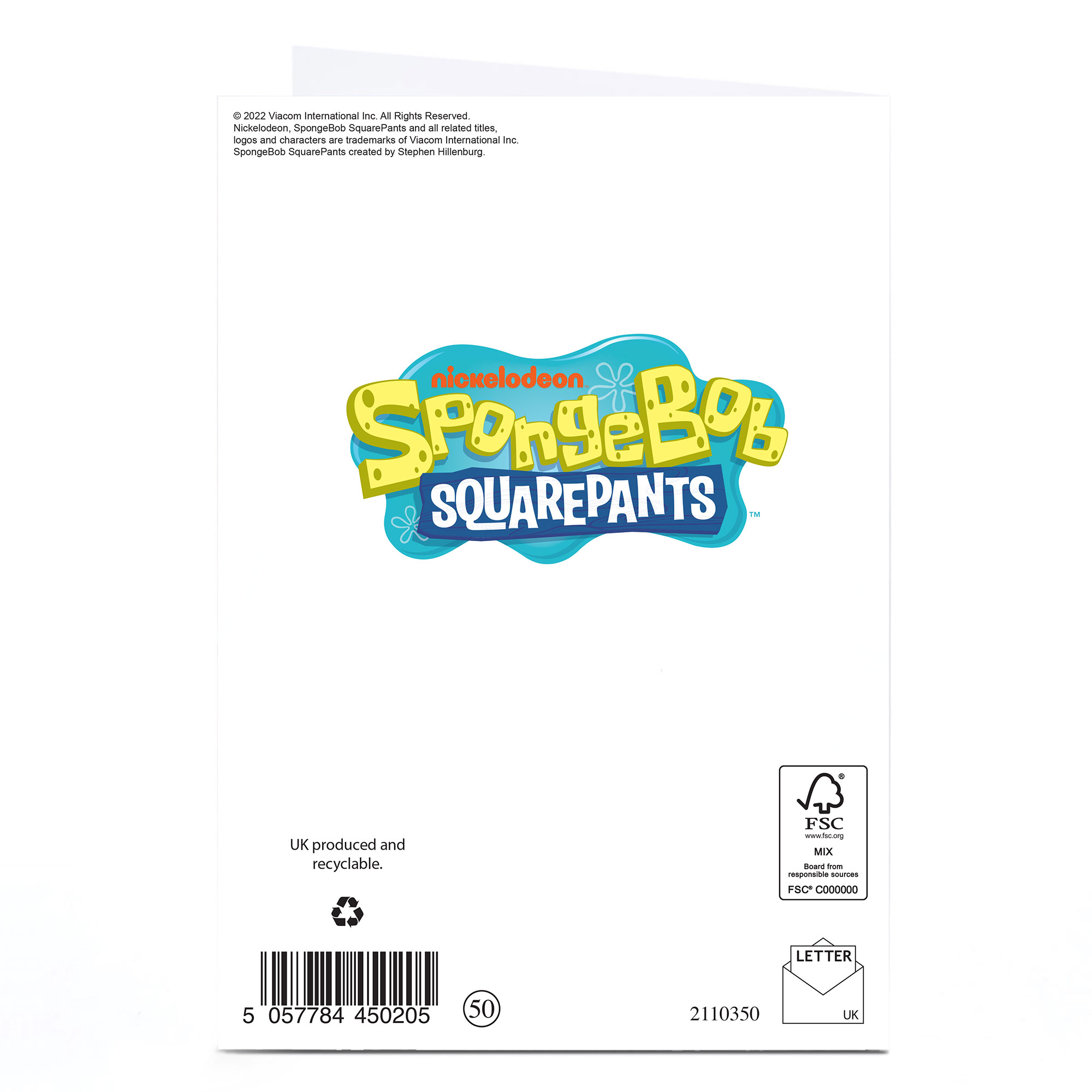 SpongeBob SquarePants Birthday Card - Oh Pants!