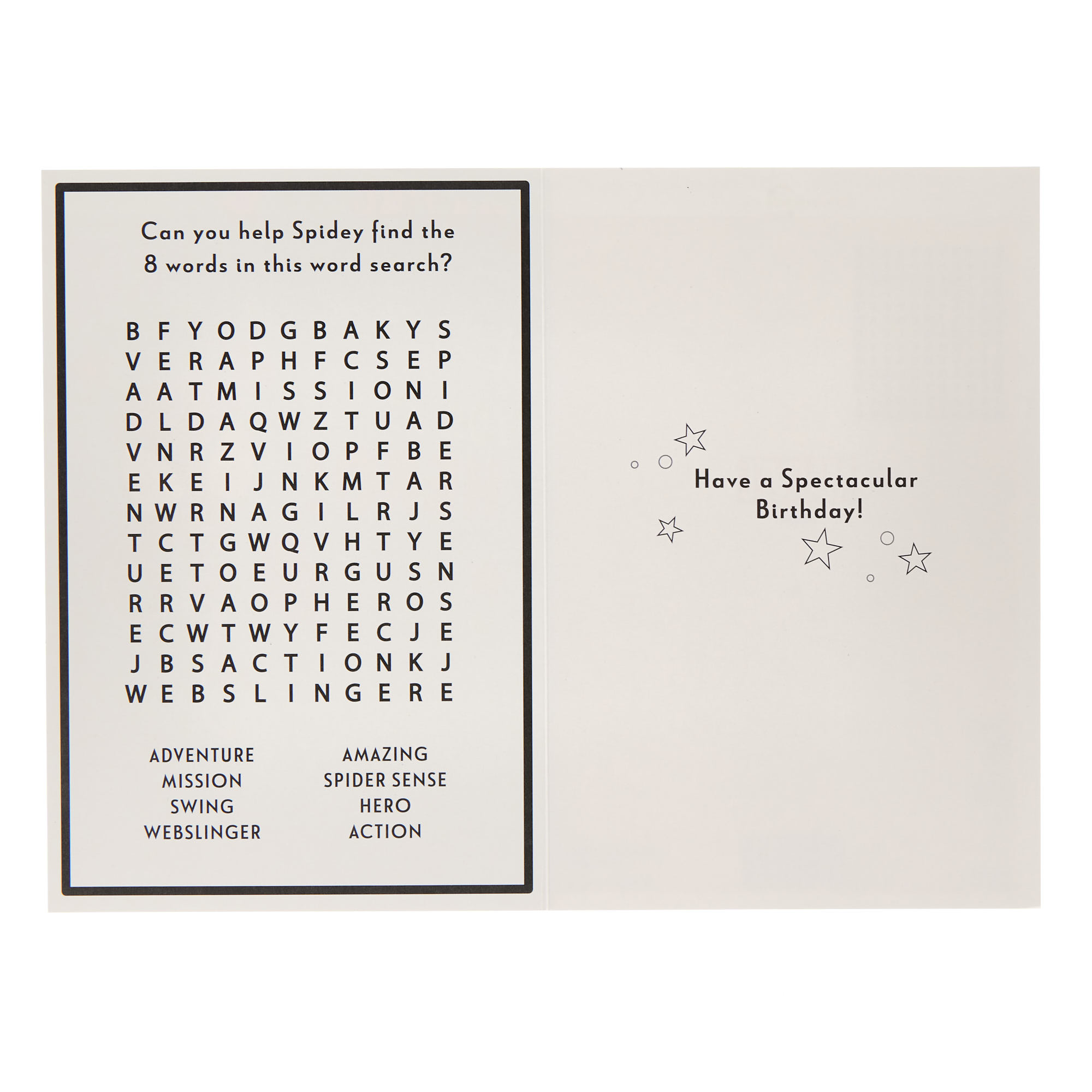 Brother Spider-Man Wordsearch Birthday Card