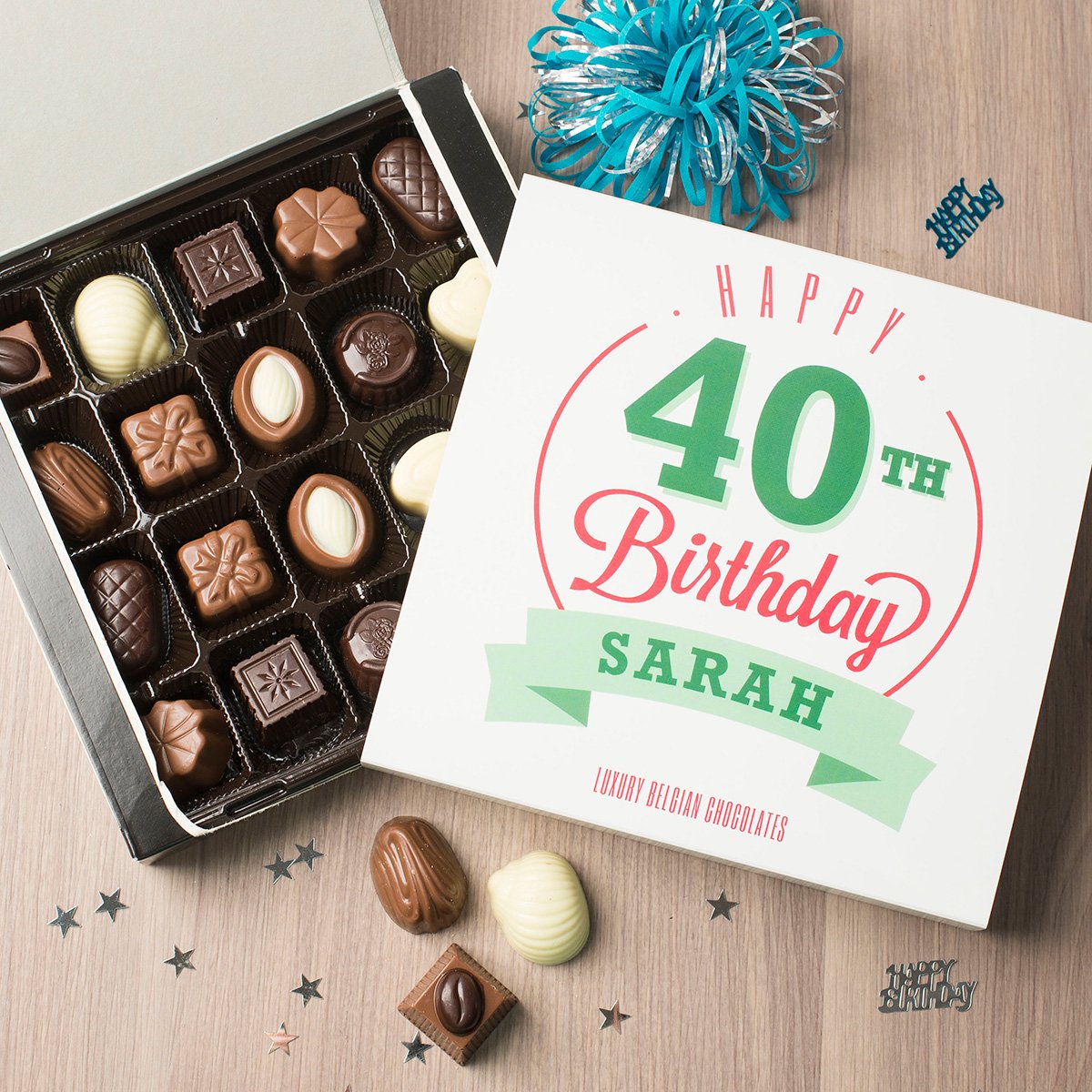 Personalised Belgian Chocolates - Happy 40th Birthday