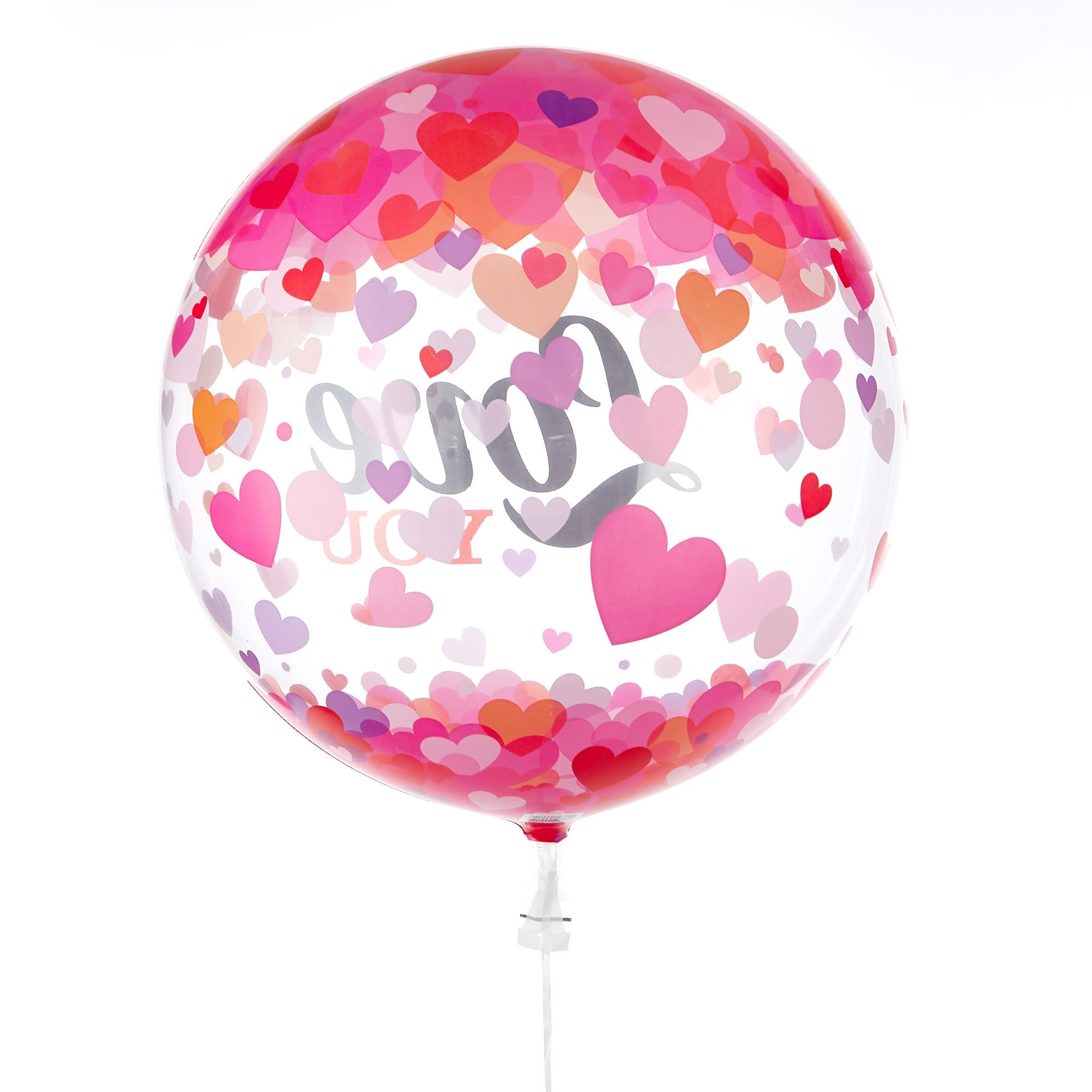 22-Inch Bubble Balloon - Love You Confetti Hearts DELIVERED INFLATED!