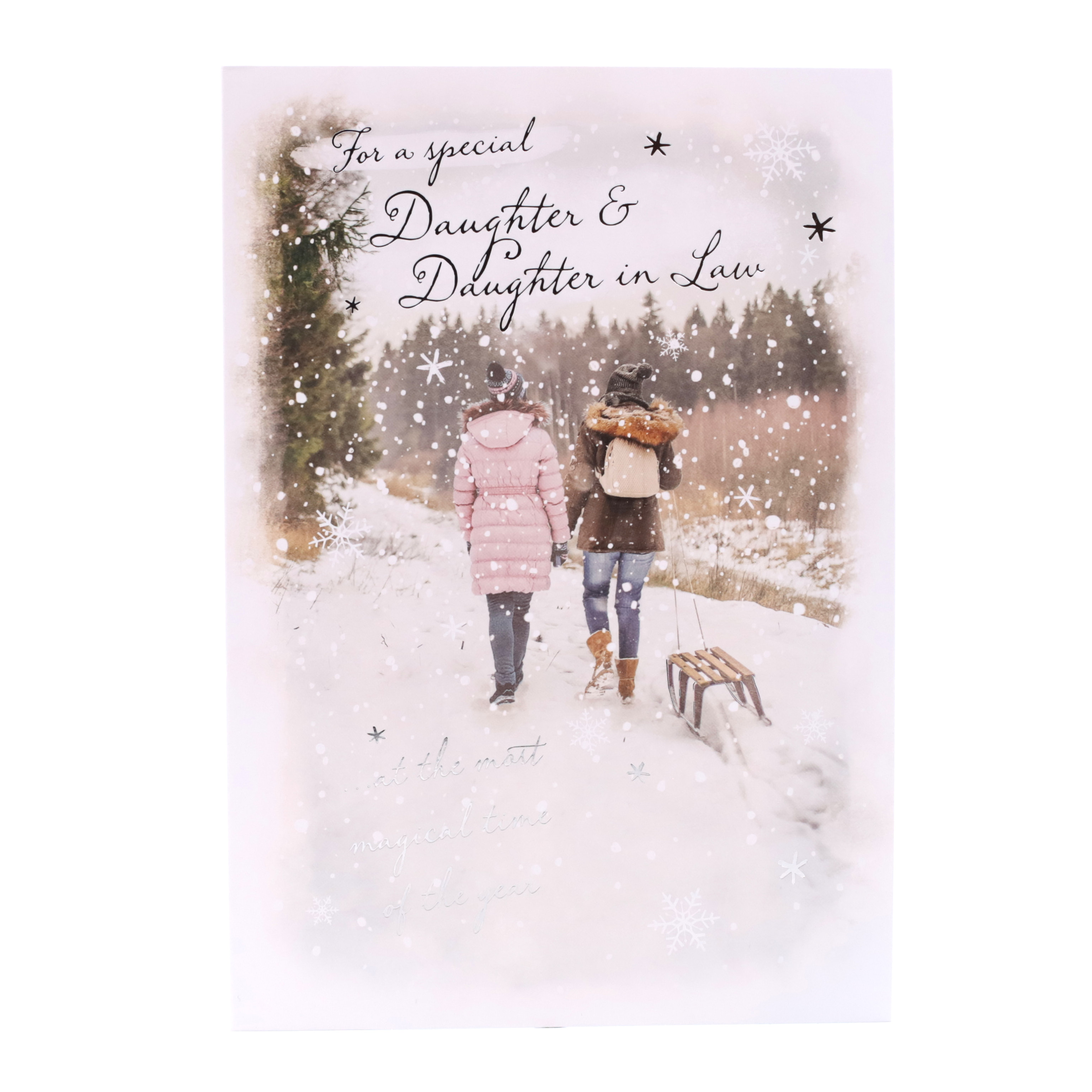 Christmas Card - Daughter And Daughter In Law, Snowy Walk
