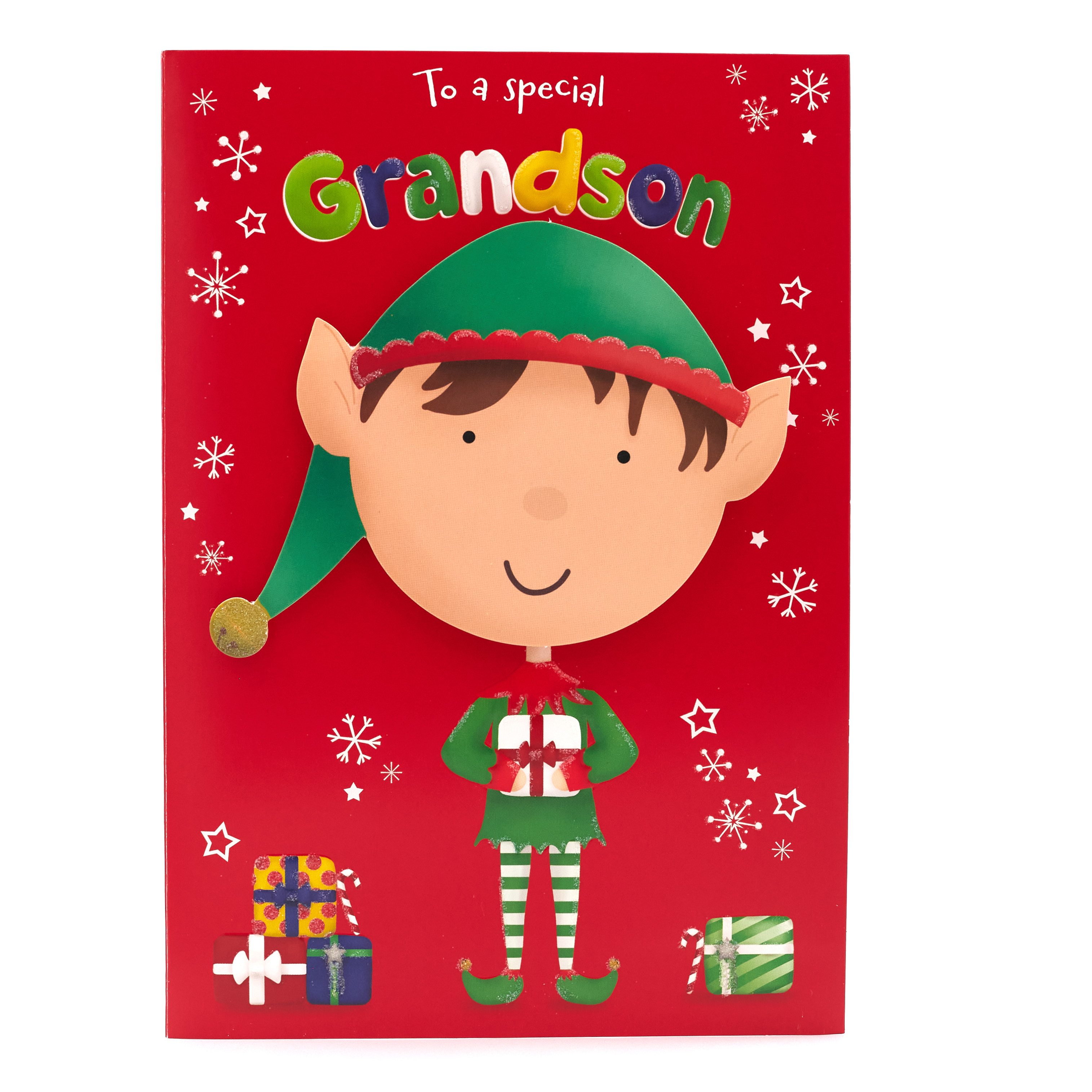 Christmas Card - Grandson, Cute Christmas Elf