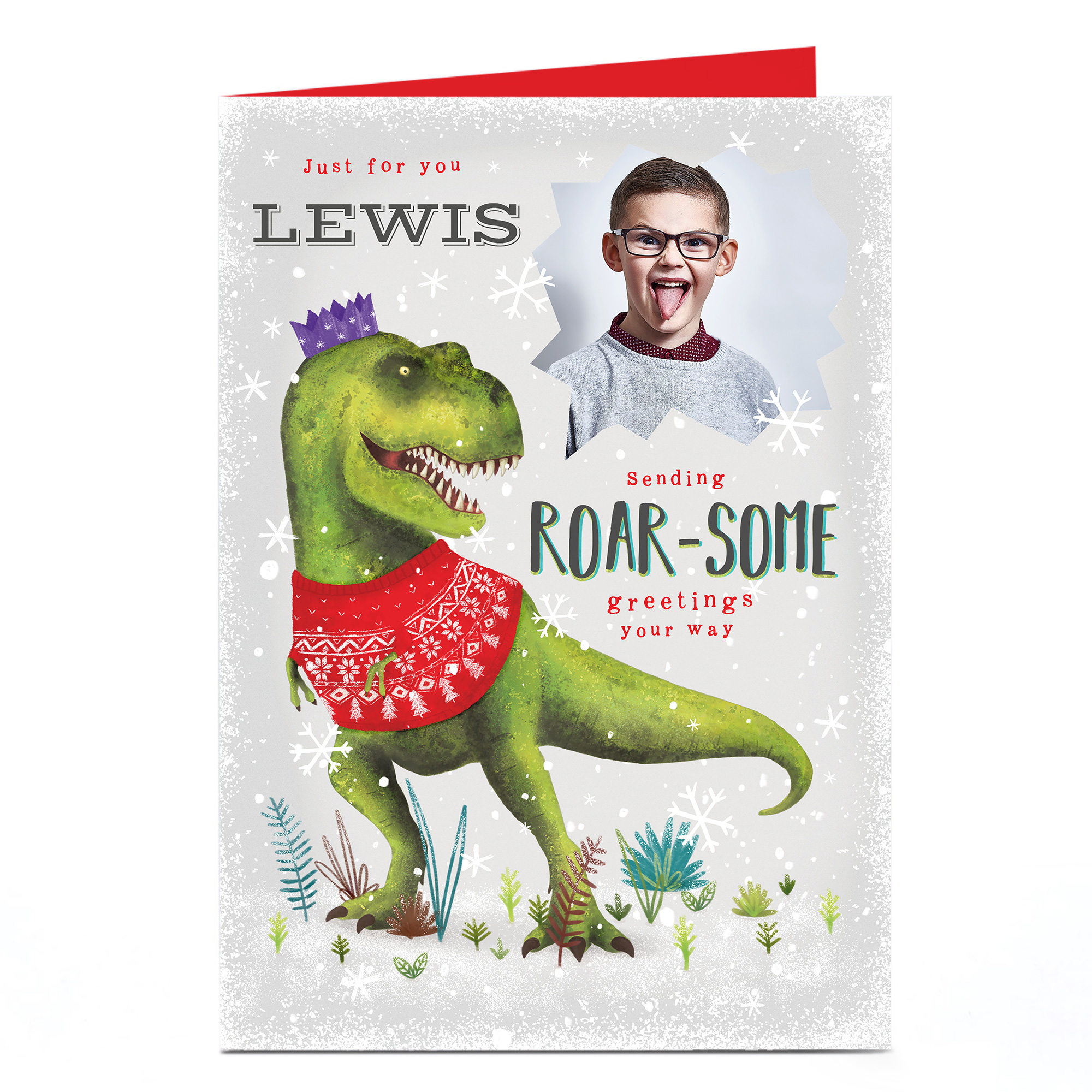 Personalised Photo Christmas Card - Roar-some Greetings