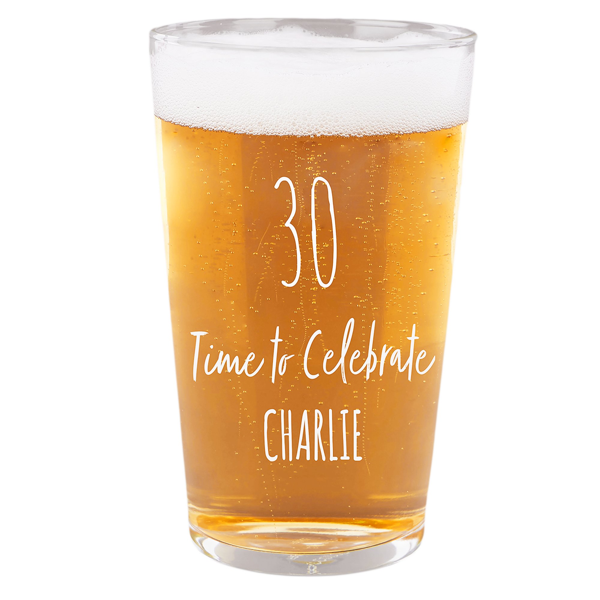 Personalised 30th Birthday Pint Glass - Time To Celebrate