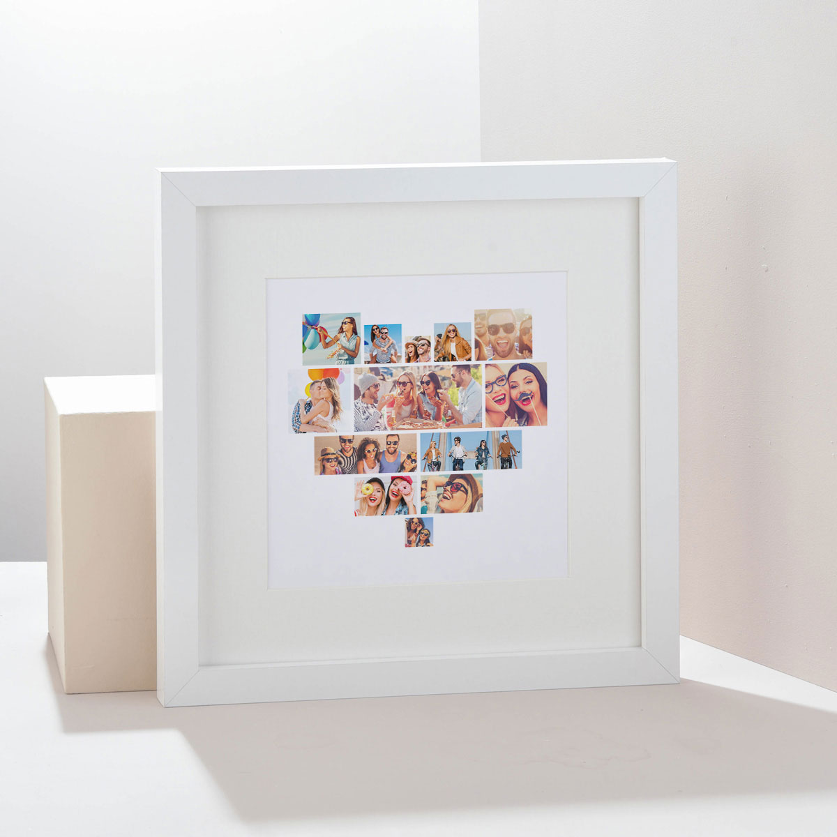 Multi Photo Upload Square Framed Print - Heart