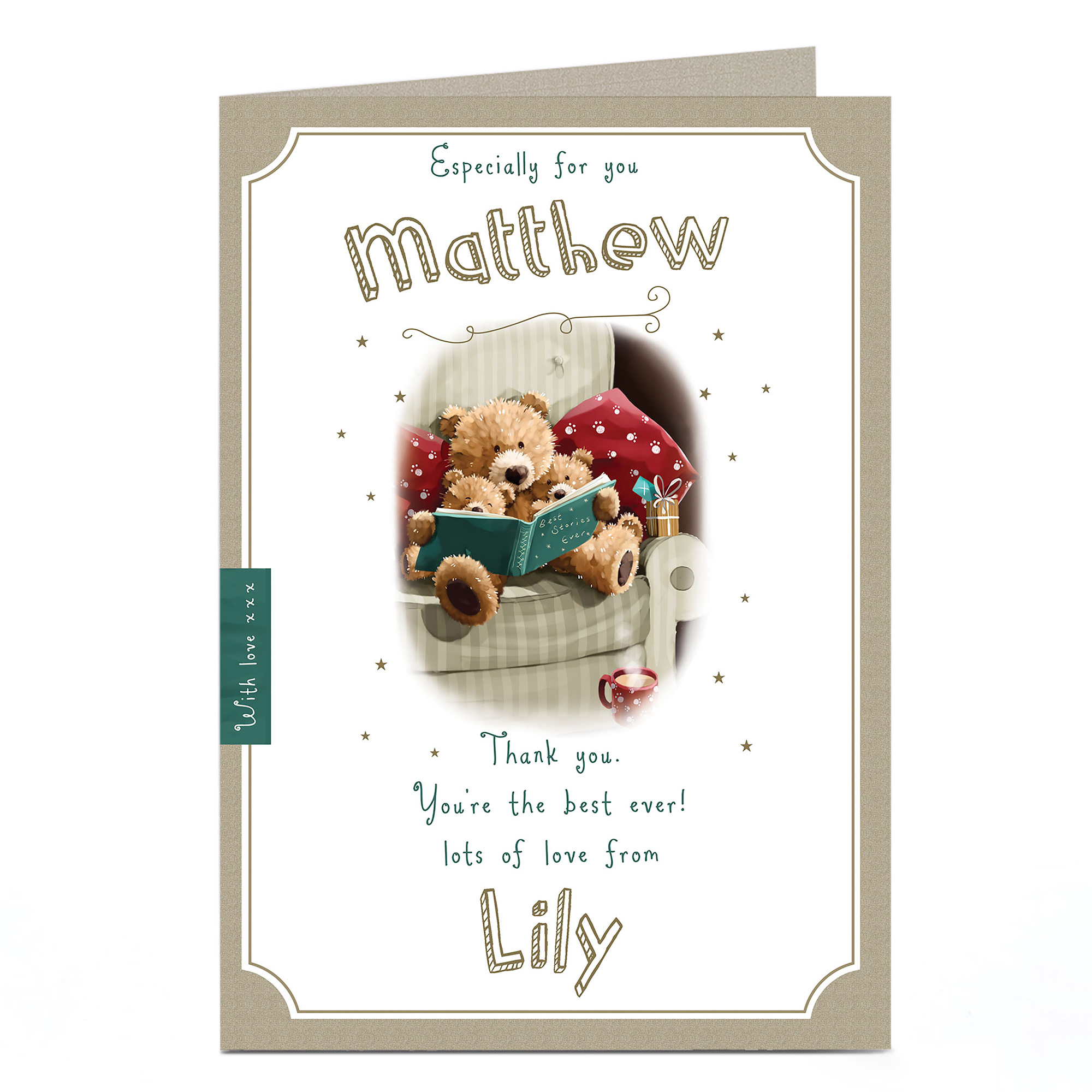 Personalised Thank You Card - Three Bears