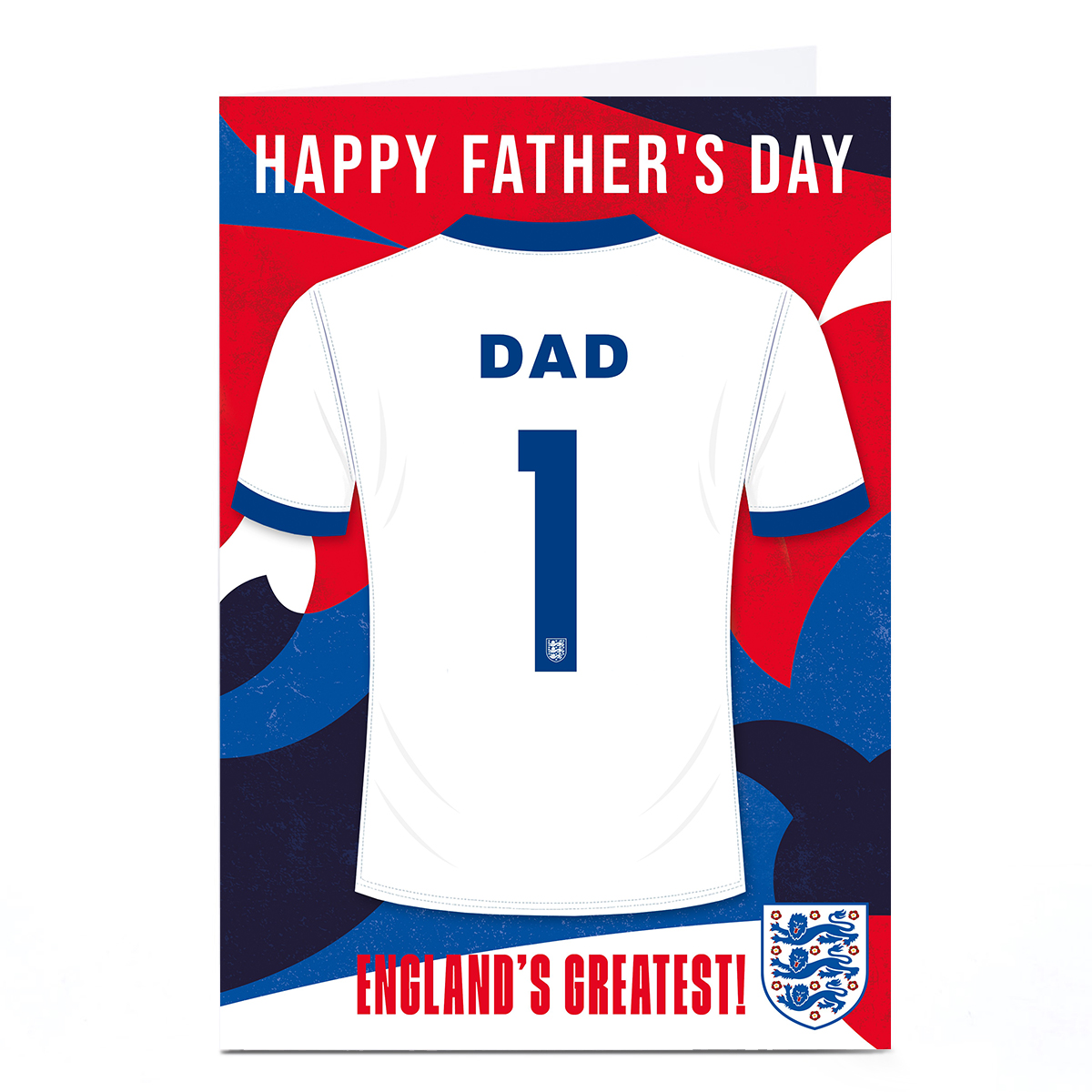 Personalised Football Father's Day Card - England's Greatest Dad Shirt