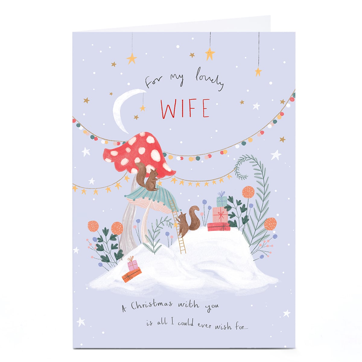 Christmas Card - Squirrels and Toadstools, Wife