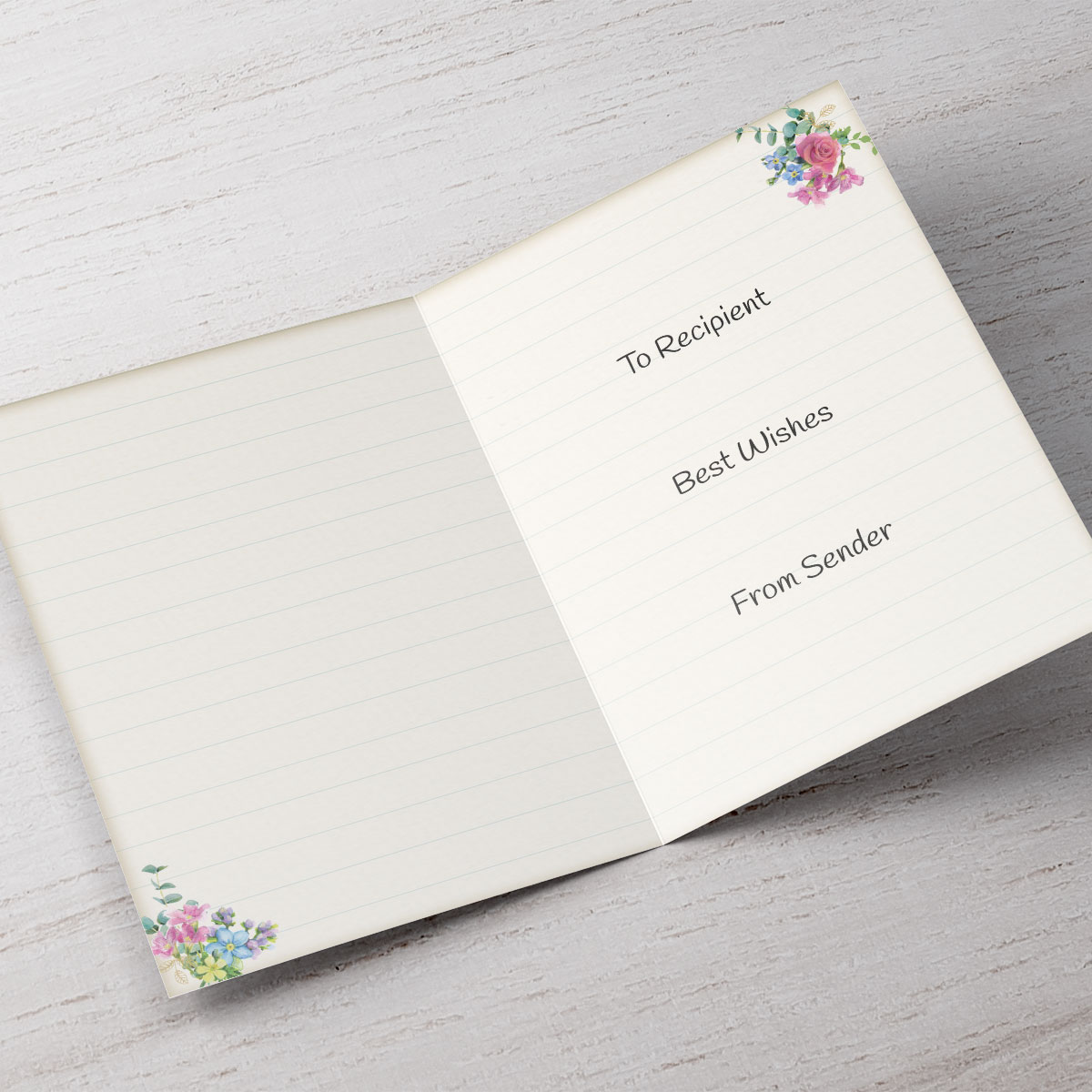 Personalised Wedding Card - Flowers & Ribbon