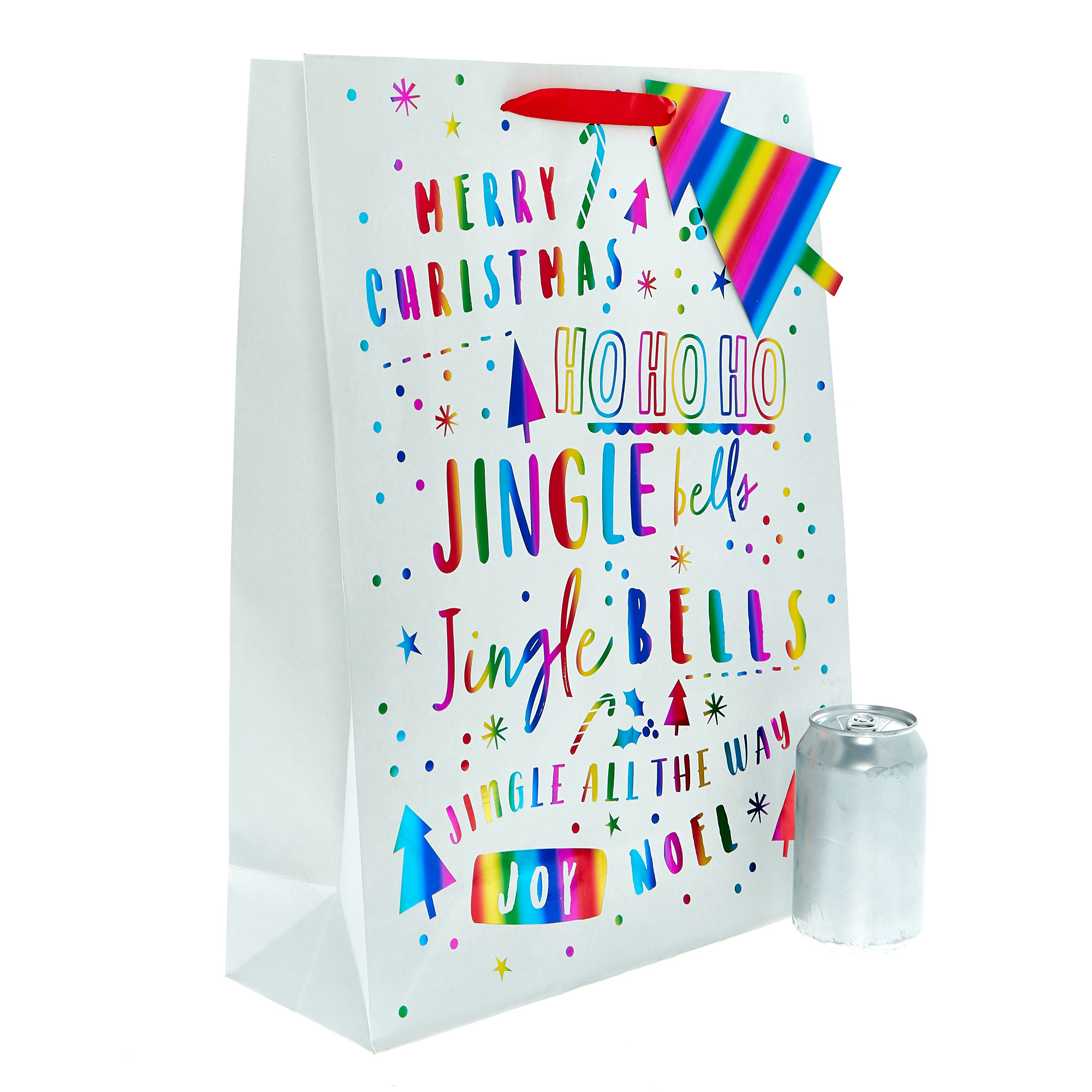 Extra Large Portrait Rainbow Text Christmas Gift Bag