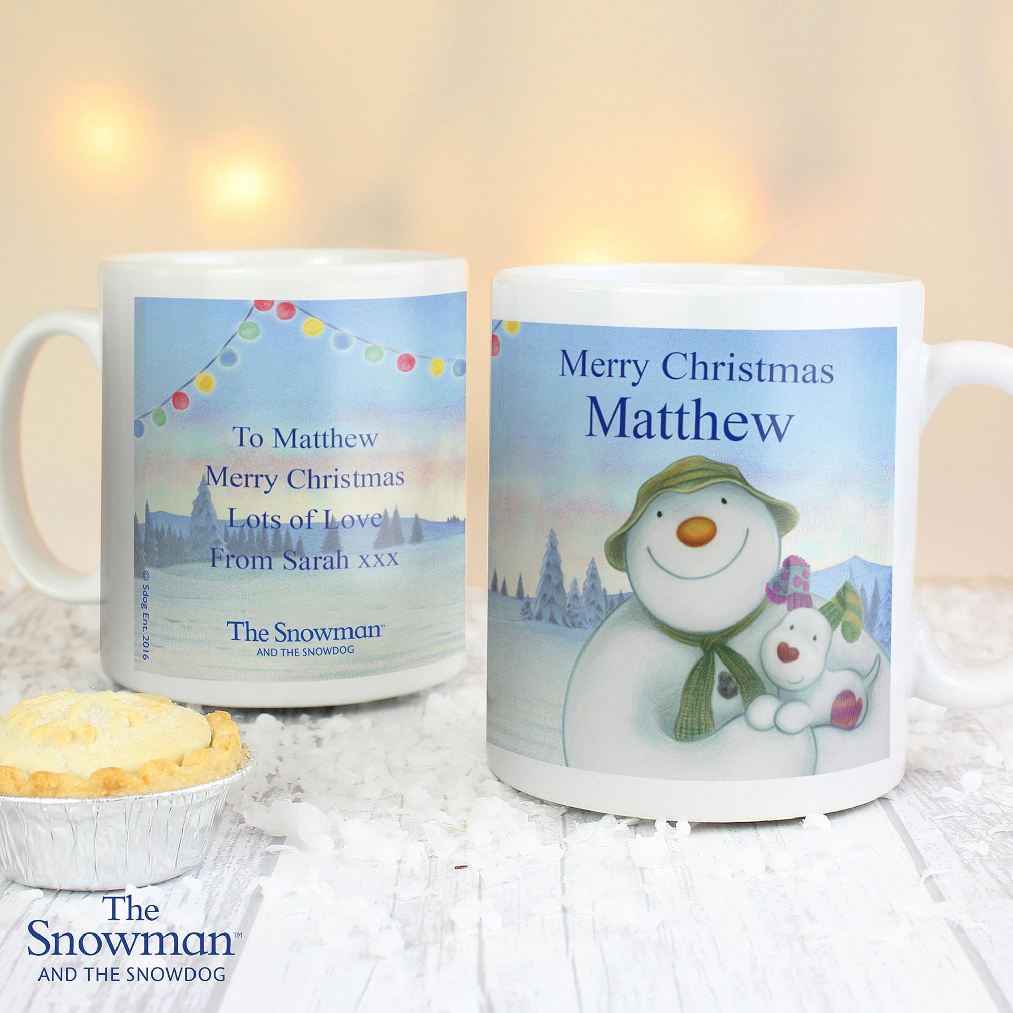 Personalised Traditional The Snowman & the Snowdog Mug