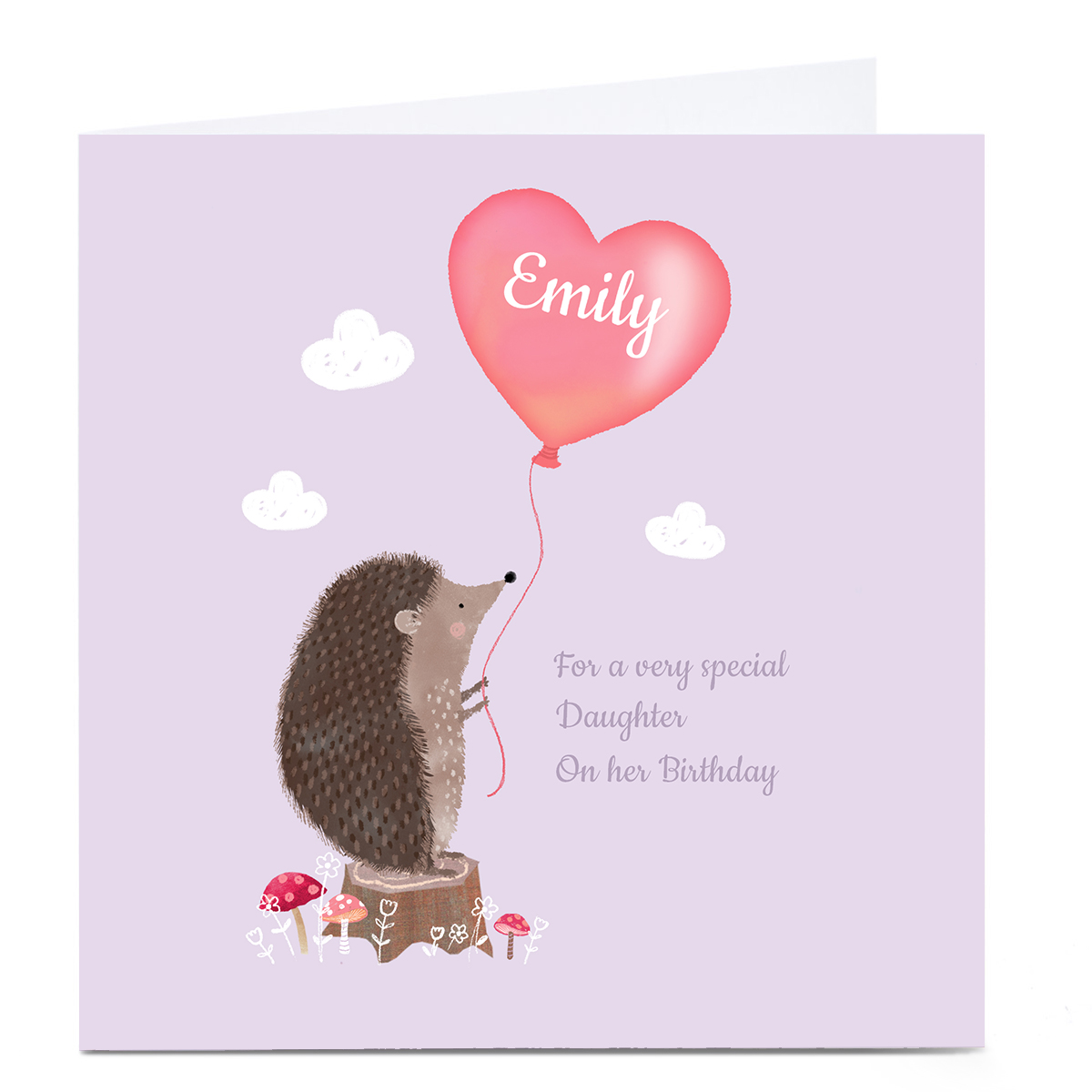 Personalised Kerry Spurling Birthday Card -  Hedgehog Balloon