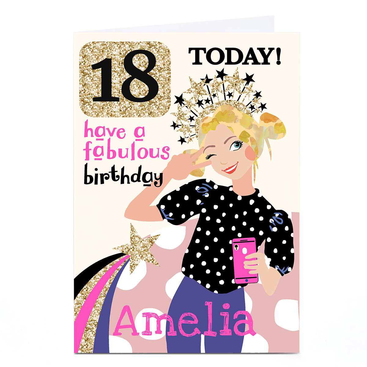 Bev Hopwood Personalised Birthday Card -  Fabulous Day, Editable Age