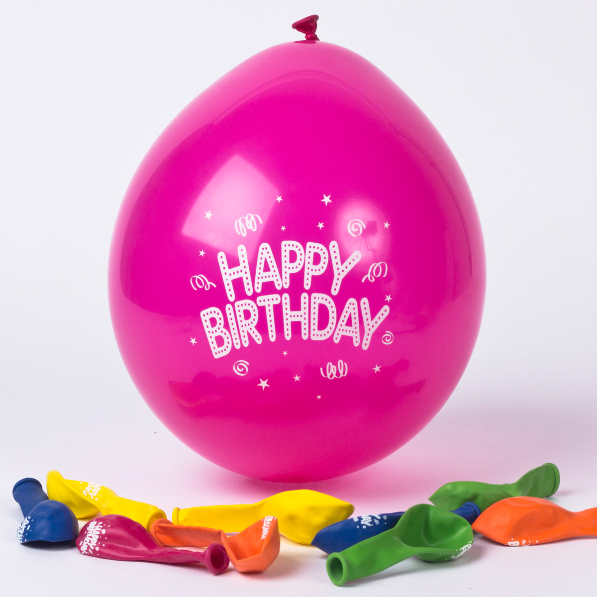 Small Multicoloured Happy Birthday Air-fill Latex Balloons, Pack Of 10