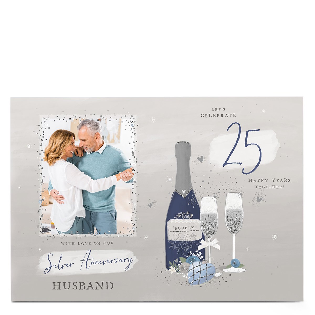 Photo 25th Wedding Anniversary Card - Let's Celebrate