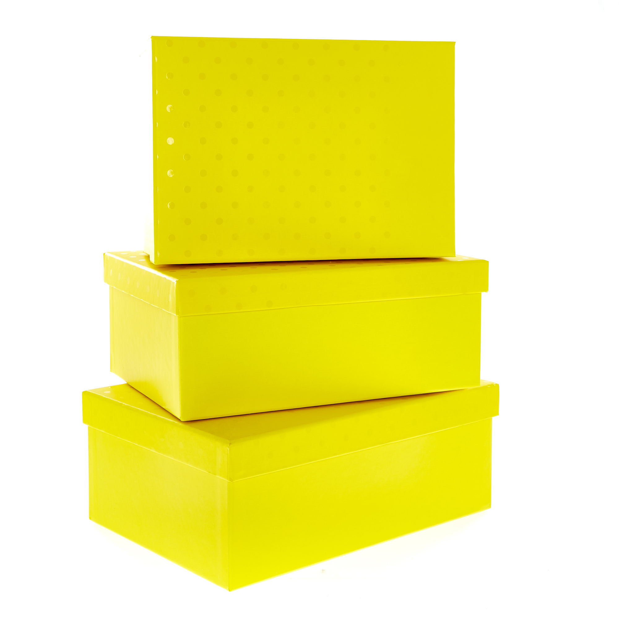 Yellow Polka Dot Gift Boxes - Set of 3