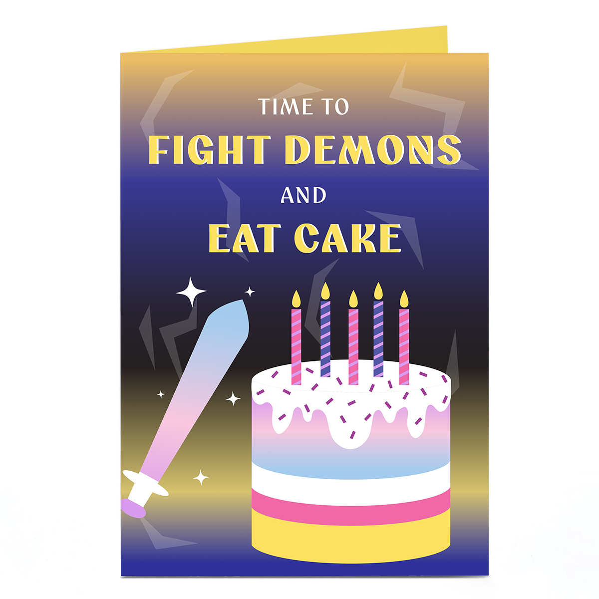 Birthday Card - Fight Demons and Eat Cake