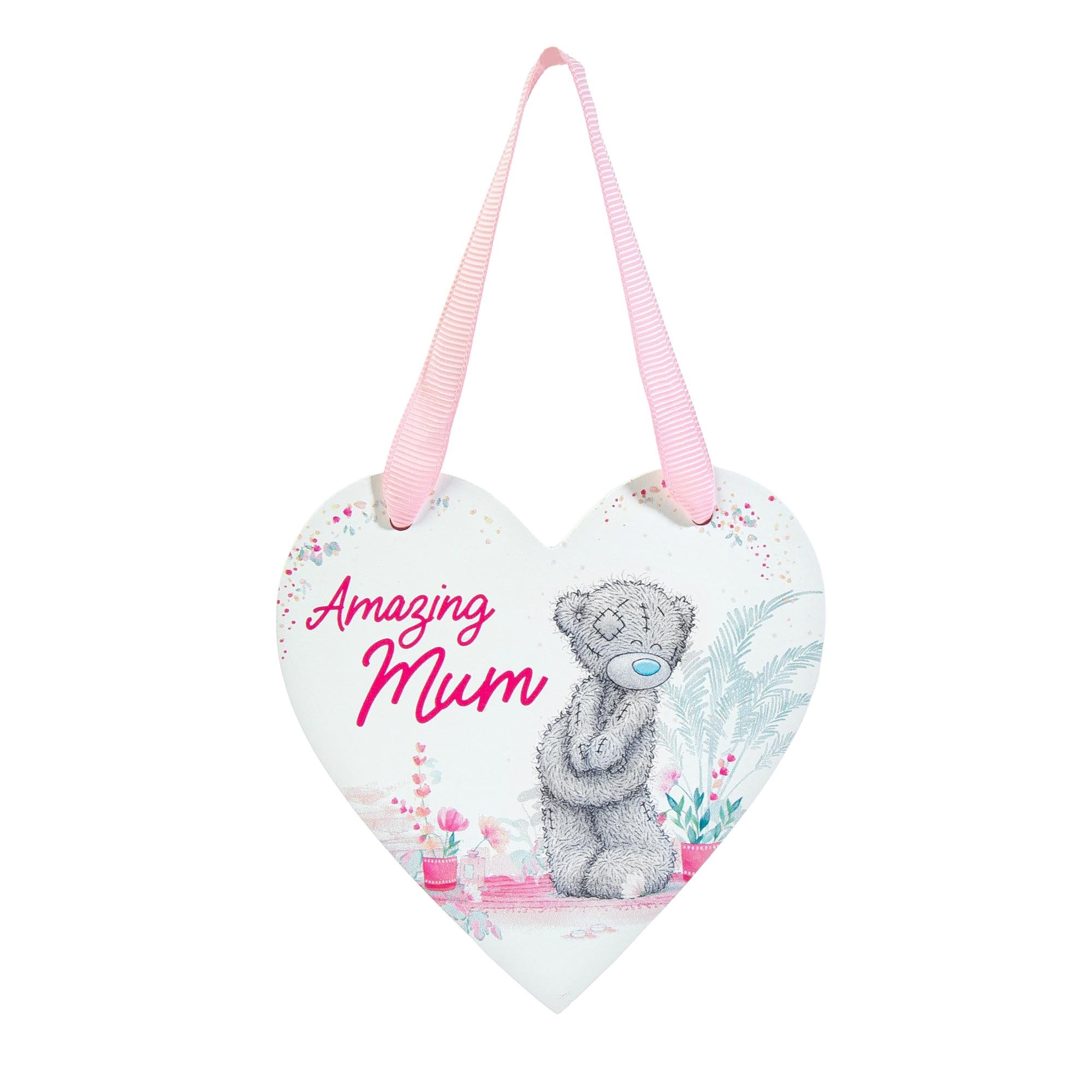 Tatty Teddy Amazing Mum Plaque & Stemless Glass Set 