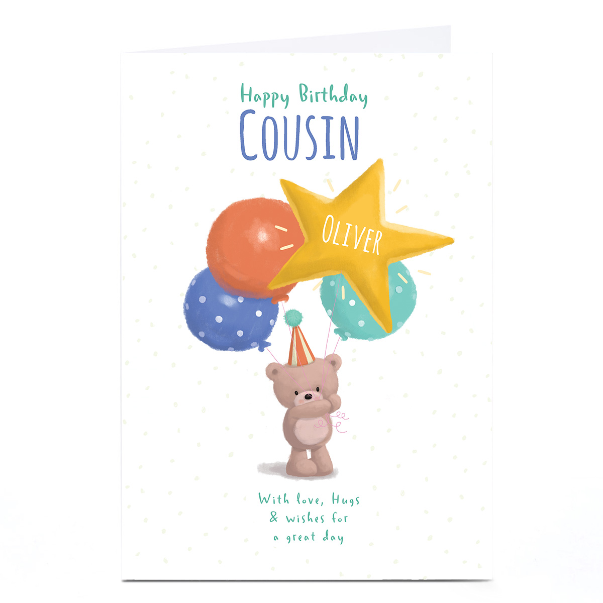 Hugs Bear Personalised Birthday Card - Wishes For A Great Day