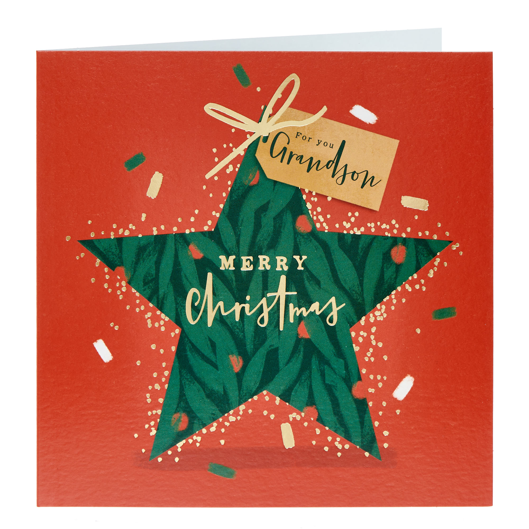 Grandson Green Star Christmas Card