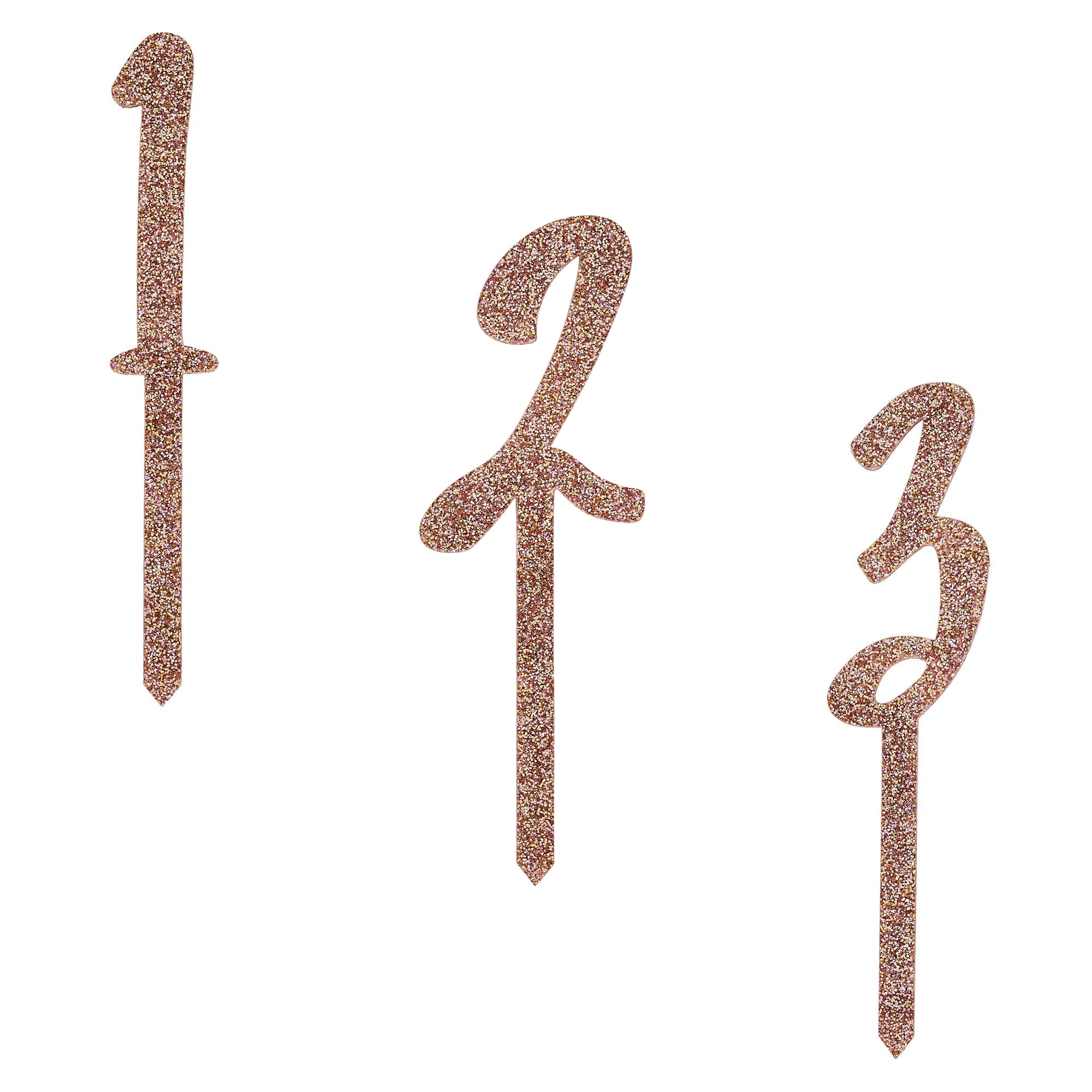 Metallic Rose Gold Number Glitter Acrylic Cake Topper (Numbers 0-9)