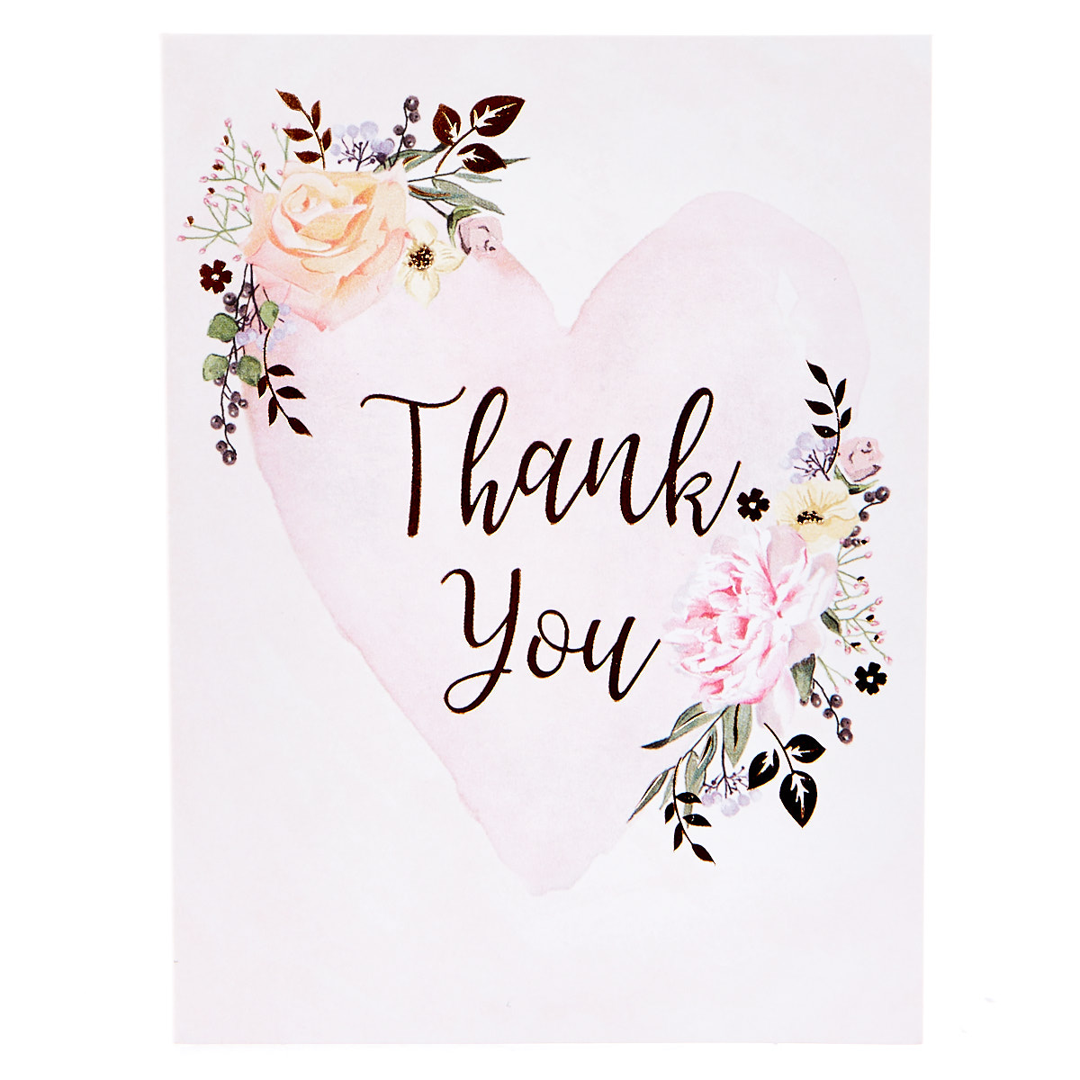 Heart & Flowers Thank You Cards - Pack of 12