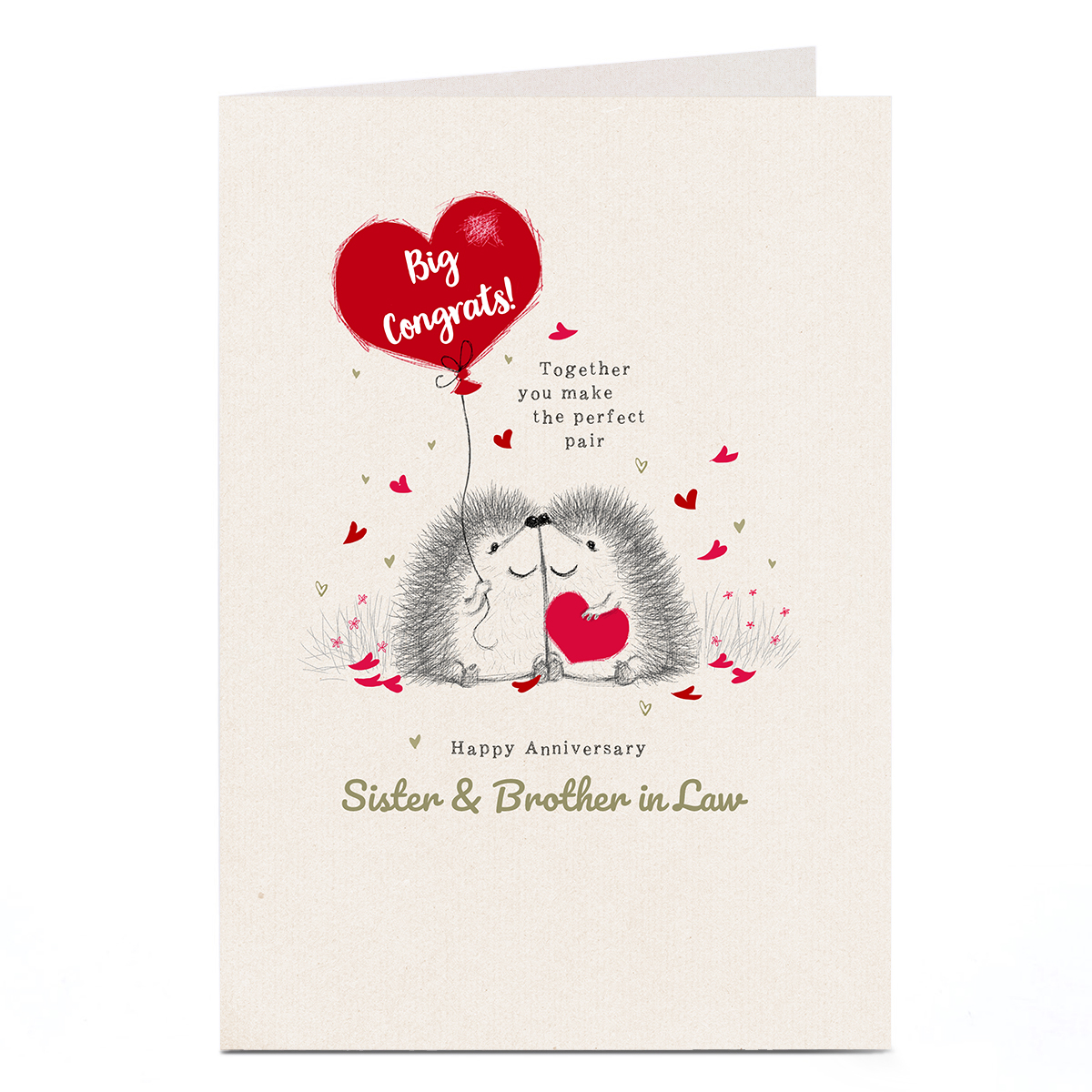 Personalised Anniversary Card - Hedgehogs Sister & Brother in Law