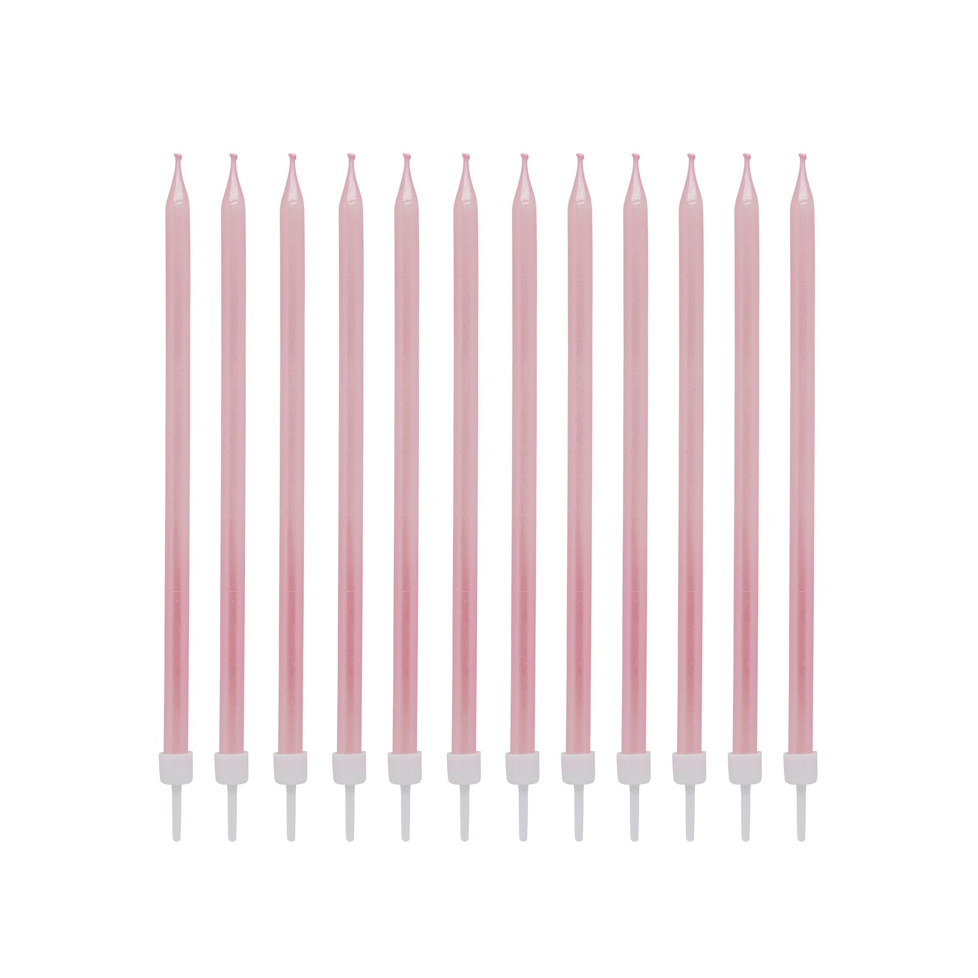 Pink Tall Skinny Cake Candles - Pack of 12