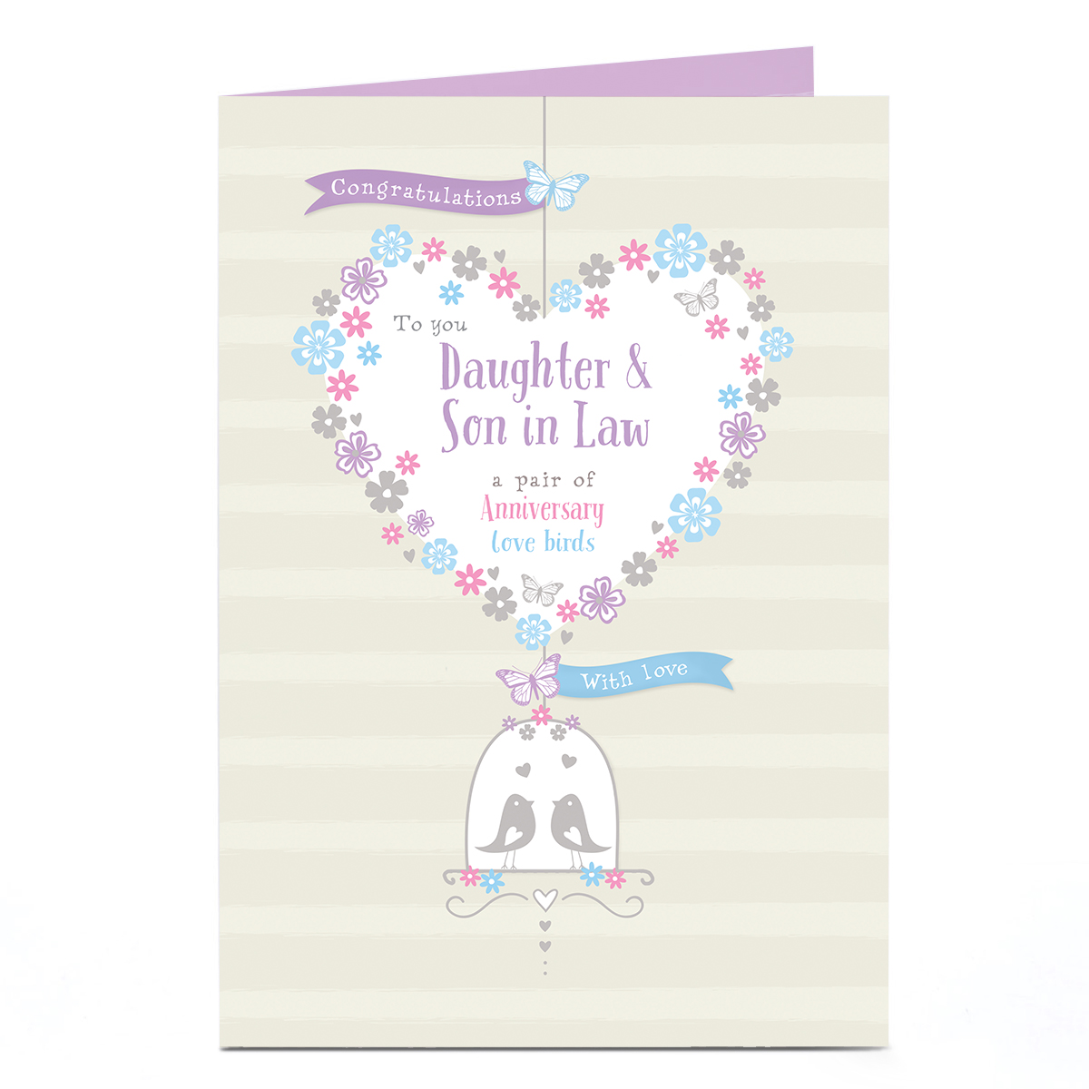 Anniversary Card - Pair of Lovebirds, Daughter & Son in Law