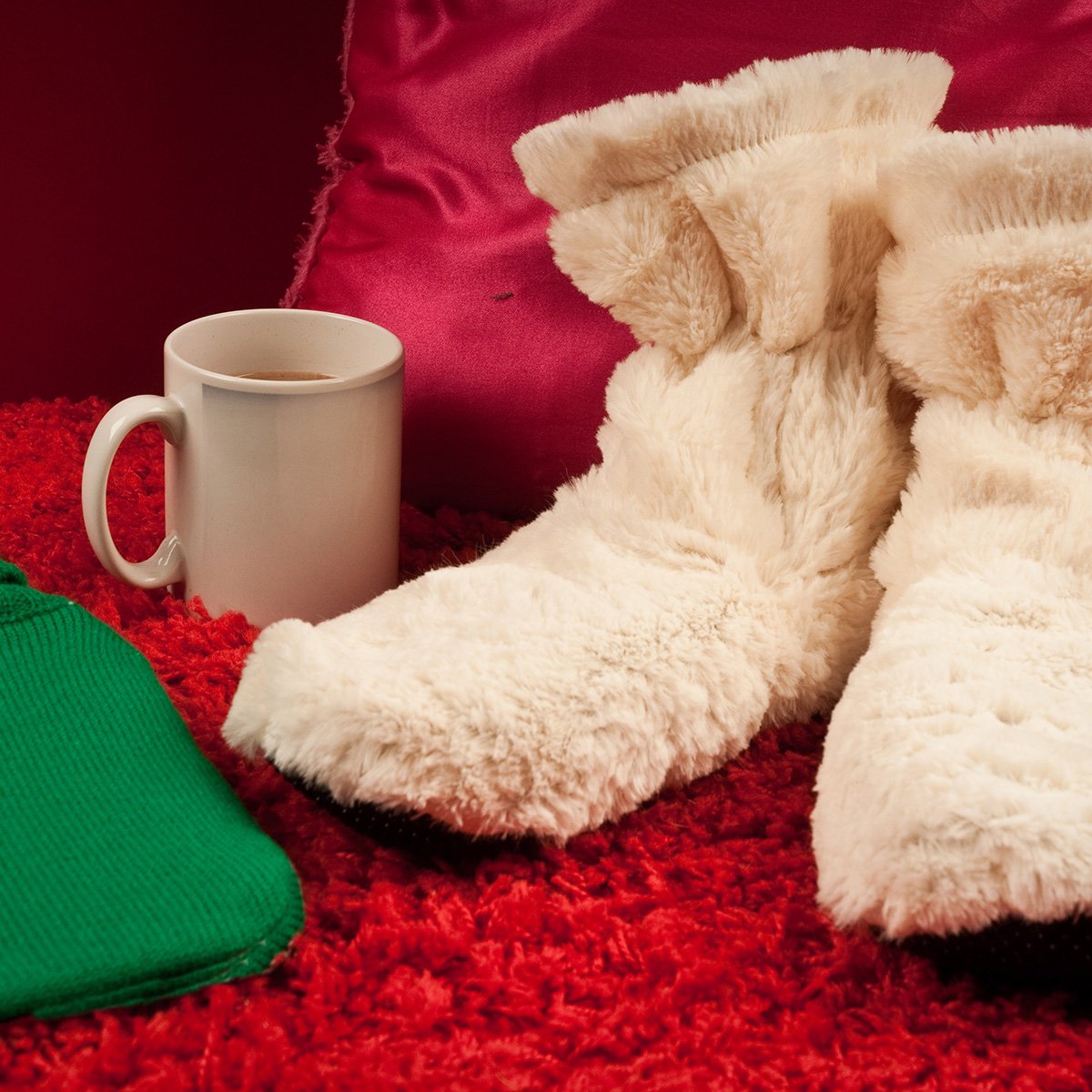 Cozy Boots Cream Microwavable Slipper Boots