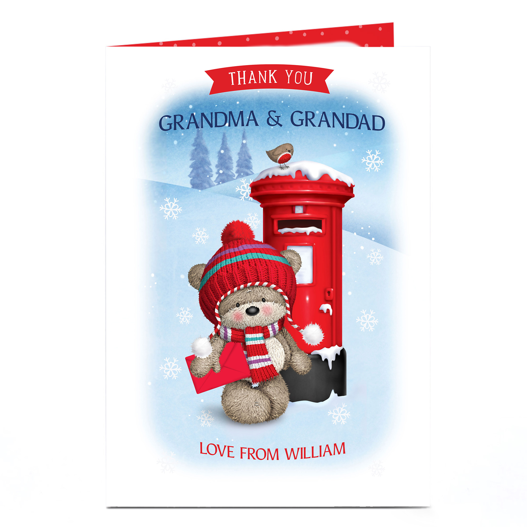 Personalised Christmas Thank You Card - Hugs Postbox
