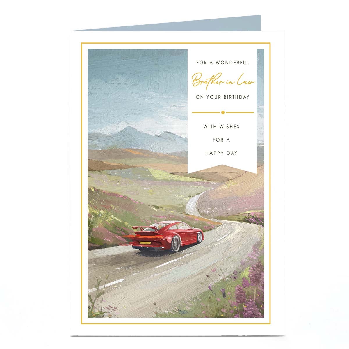 Birthday Card - Classic Car Countryside, Brother