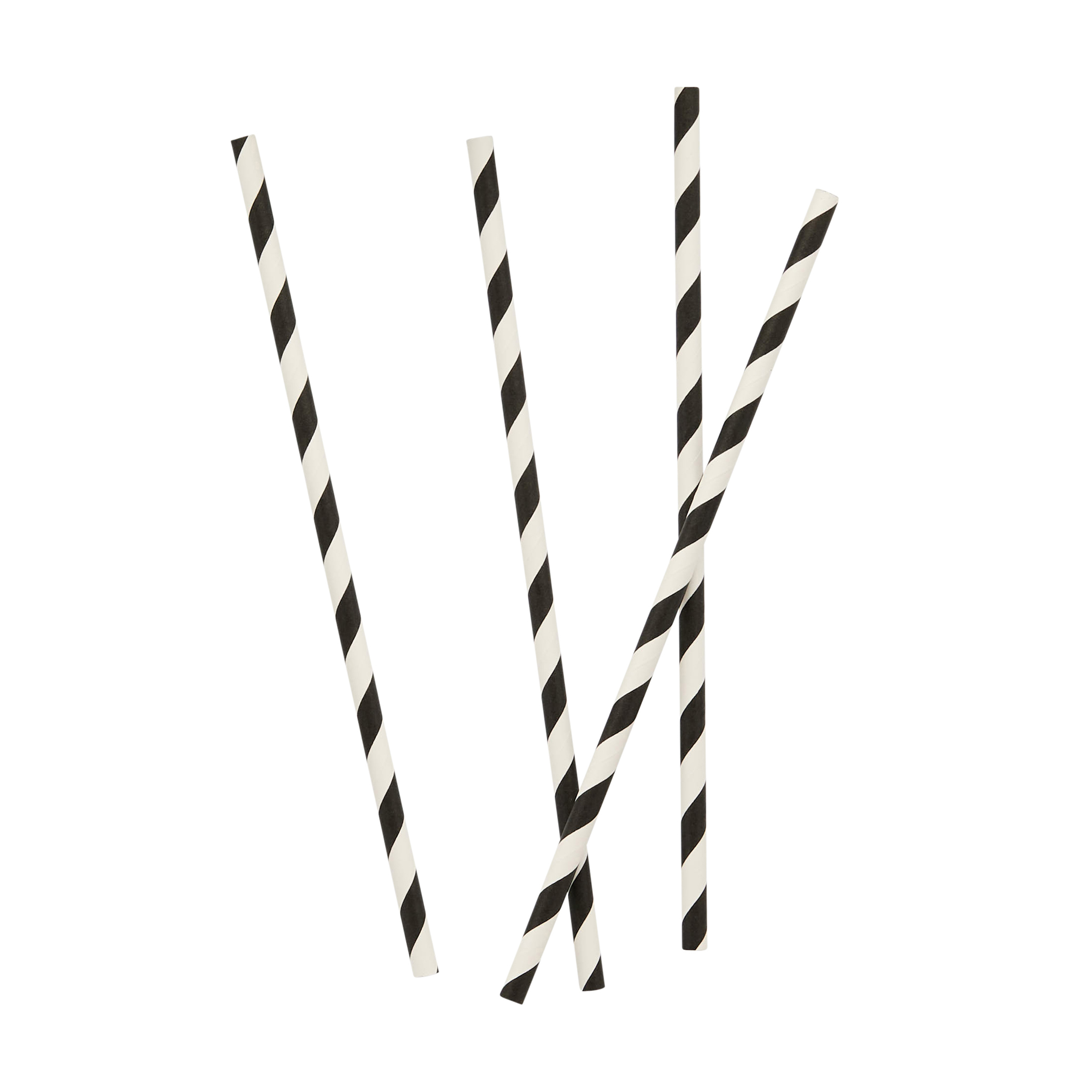 Monochrome Striped Paper Straws - Pack of 16