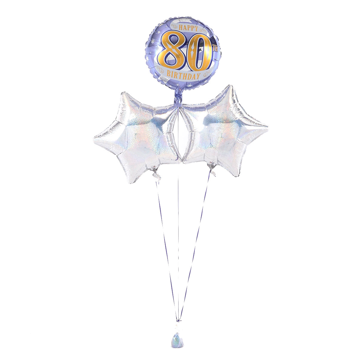 80th Birthday Silver Balloon Bouquet - DELIVERED INFLATED!